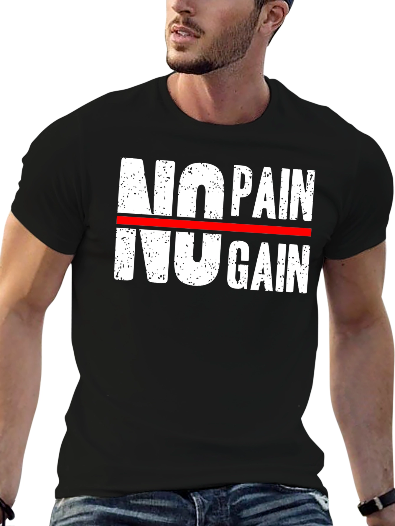 No Pain No Gain Graphic Tee - Motivational Workout Shirt