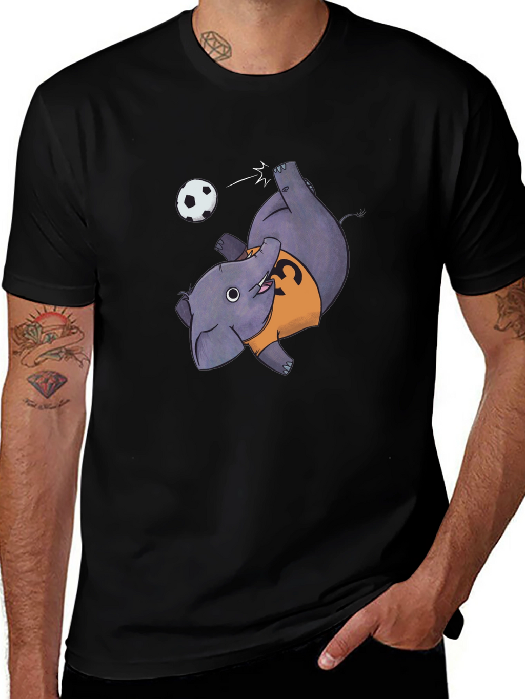 Elephant Soccer Black T-Shirt