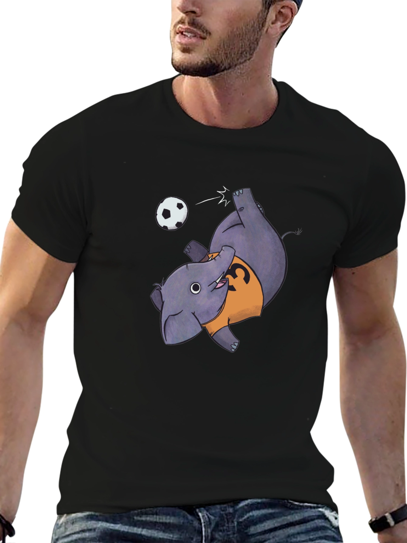 Elephant Soccer Black T-Shirt