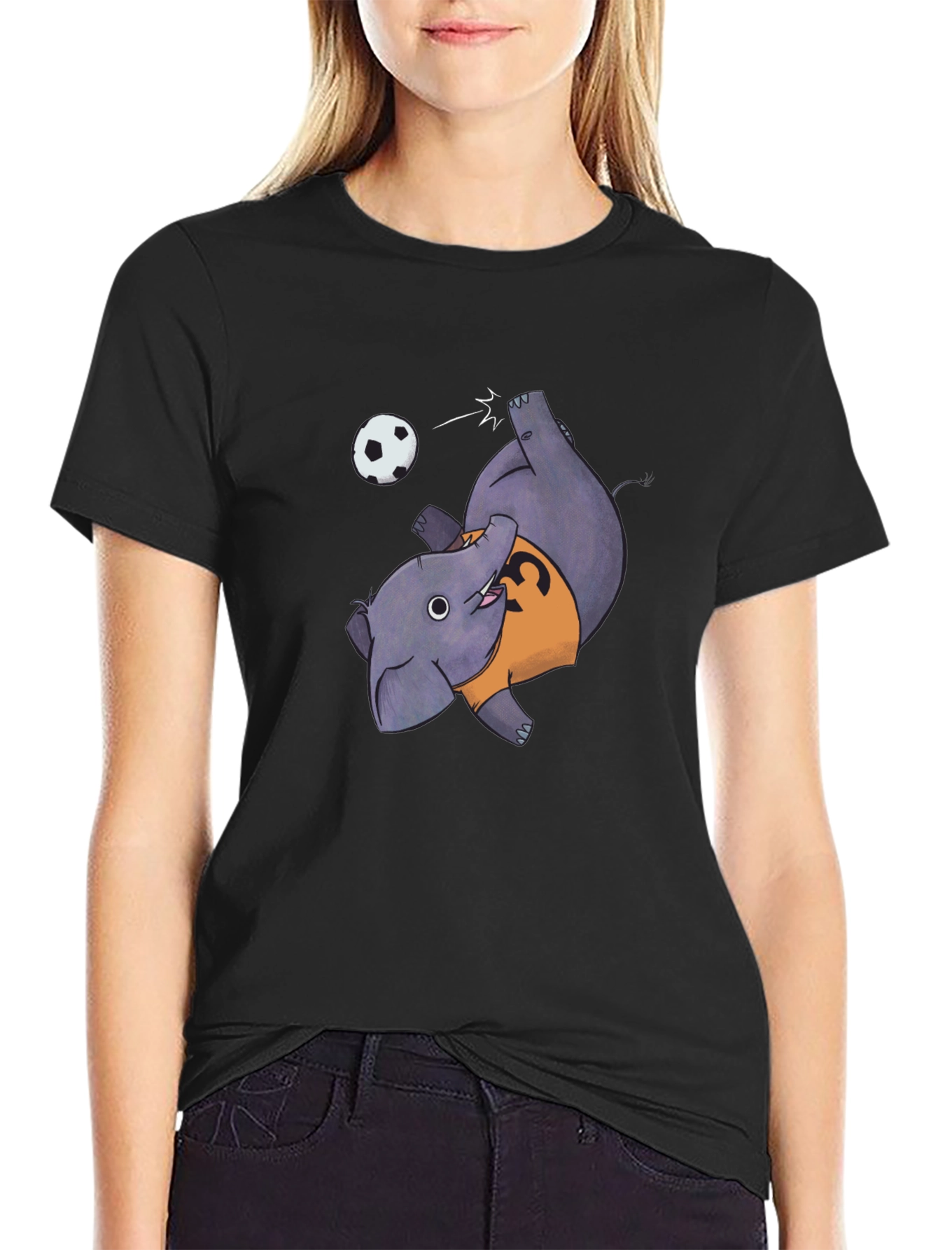 Elephant Soccer Black T-Shirt