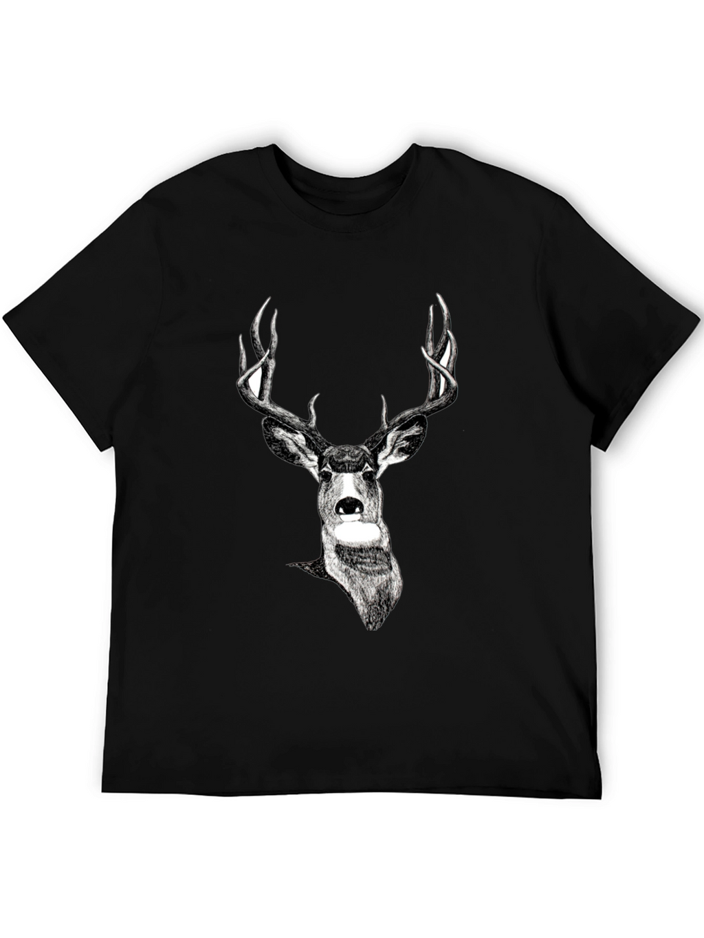 Deer Graphic Print Black Tee
