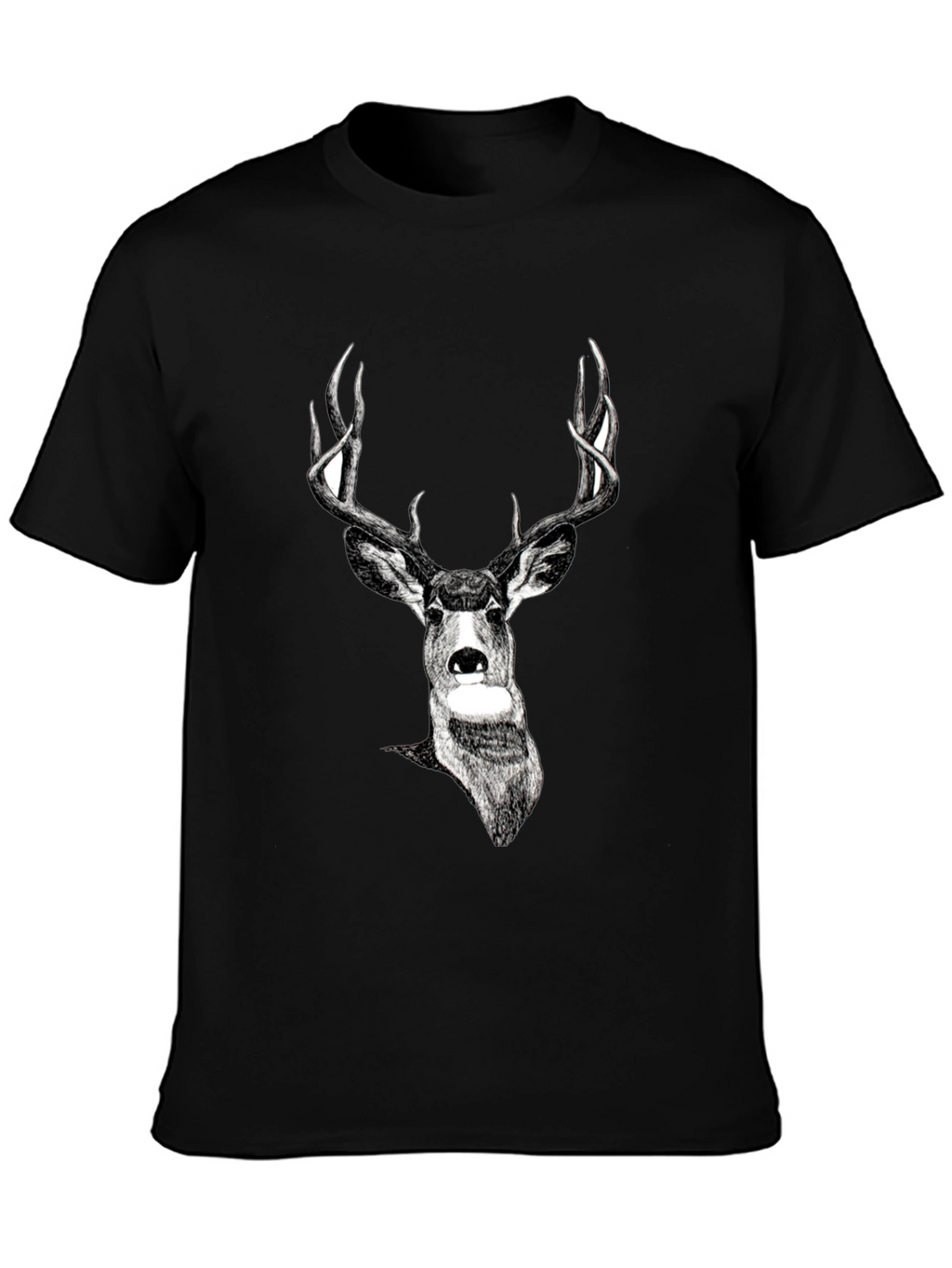 Deer Graphic Print Black Tee