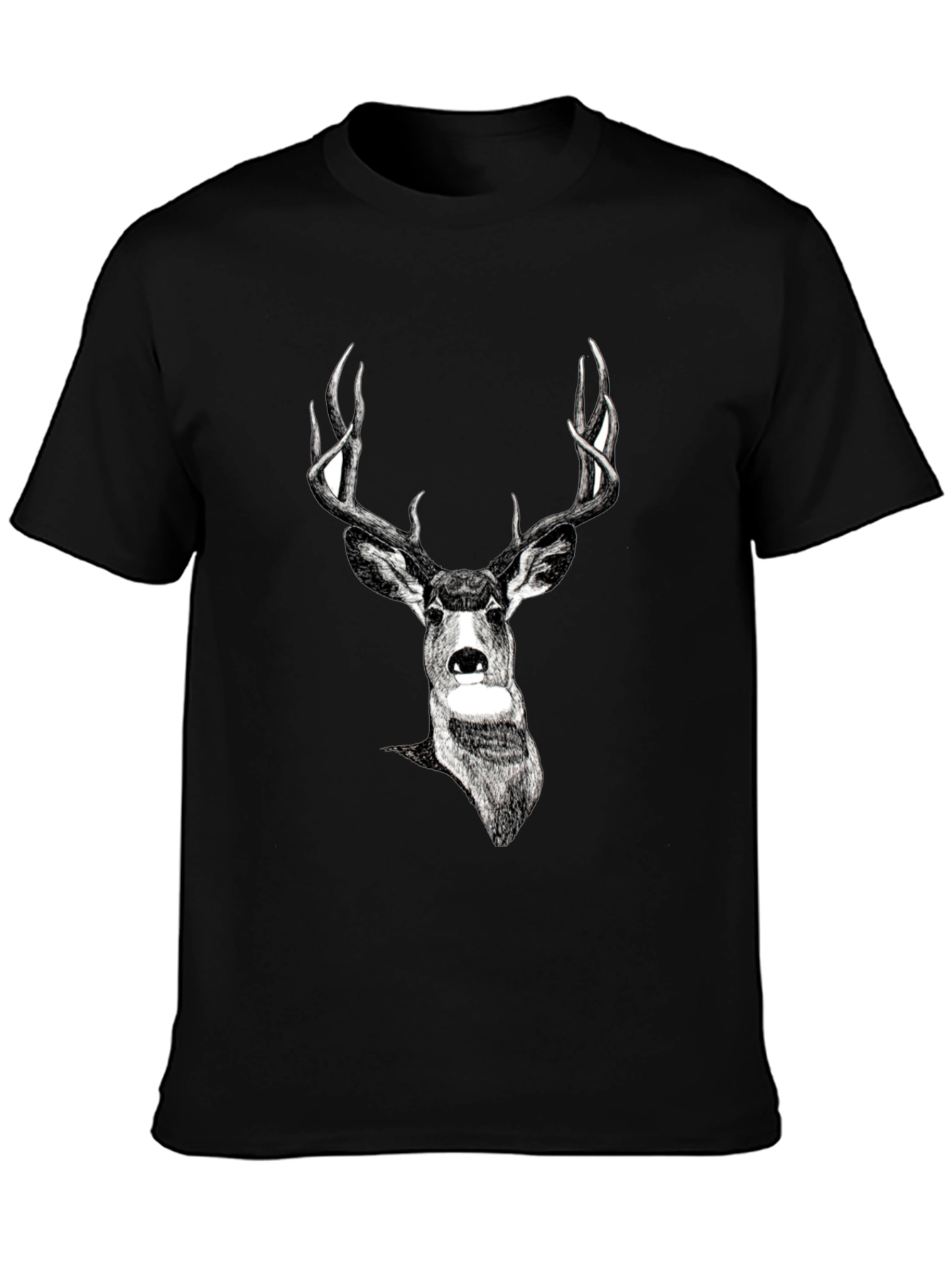 Deer Graphic Print Black Tee