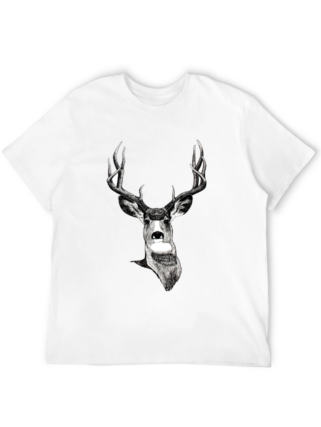 Deer Graphic Print Black Tee