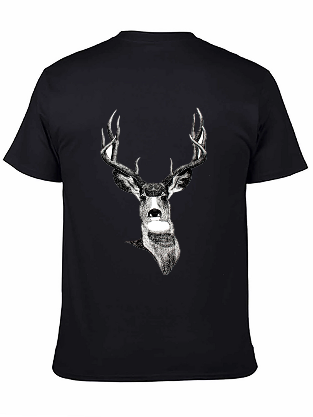 Deer Graphic Print Black Tee