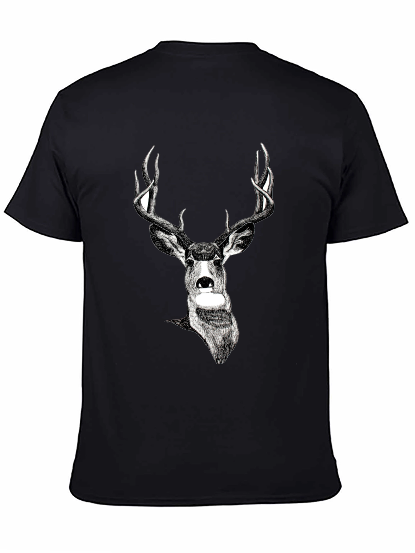 Deer Graphic Print Black Tee