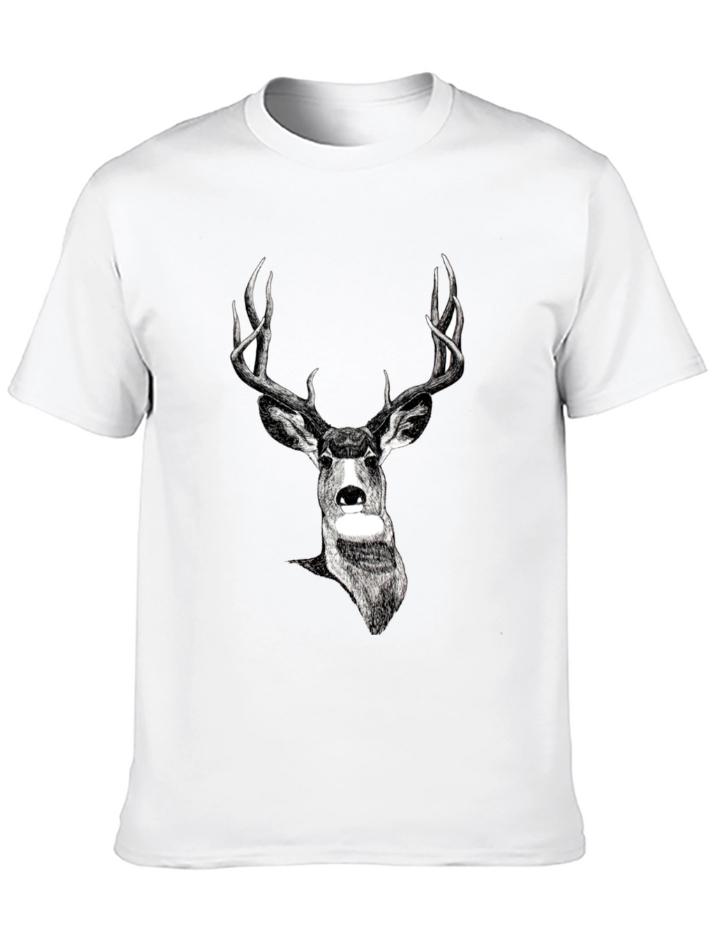 Deer Graphic Print Black Tee