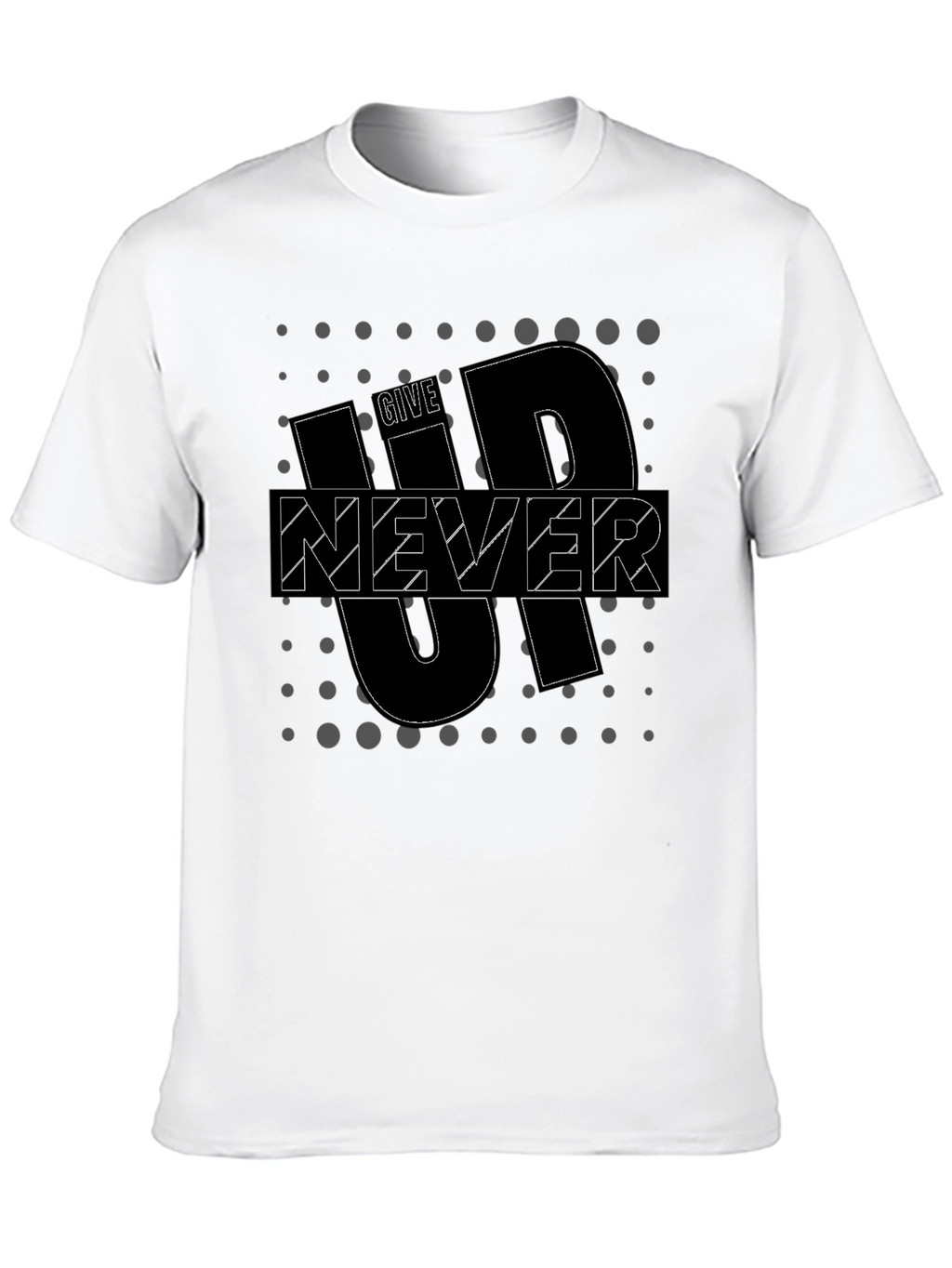 Motivational Black T-Shirt - Never Give Up