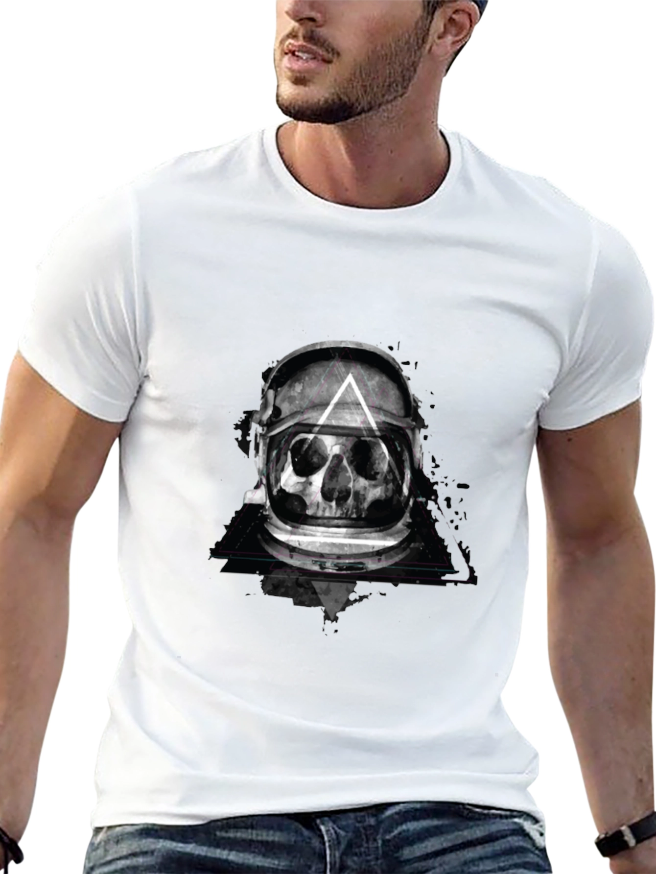 Skull Astronaut Helmet Graphic Tee