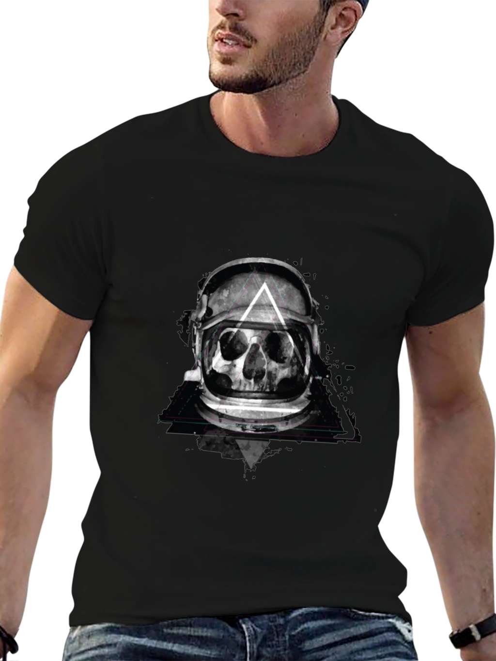 Skull Astronaut Helmet Graphic Tee