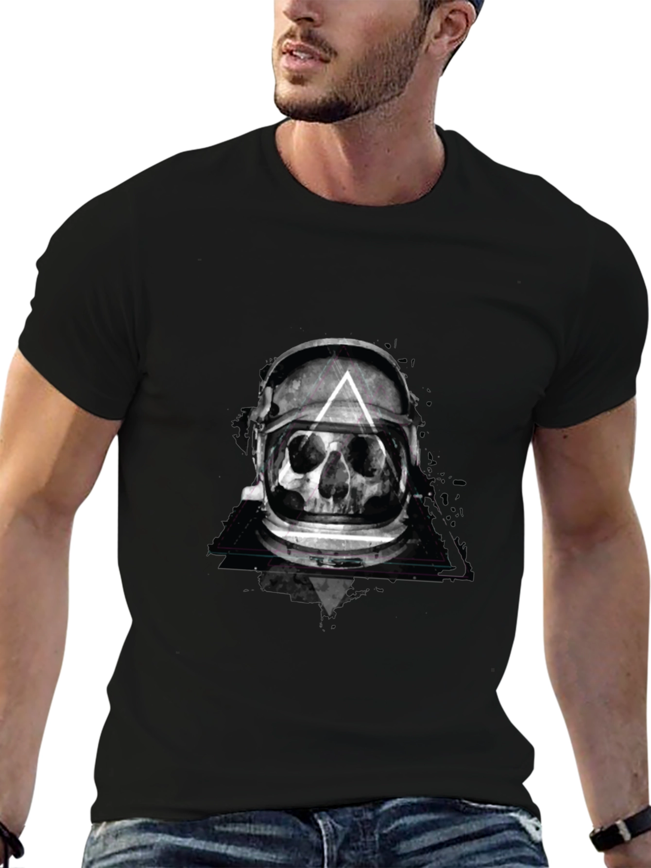 Skull Astronaut Helmet Graphic Tee