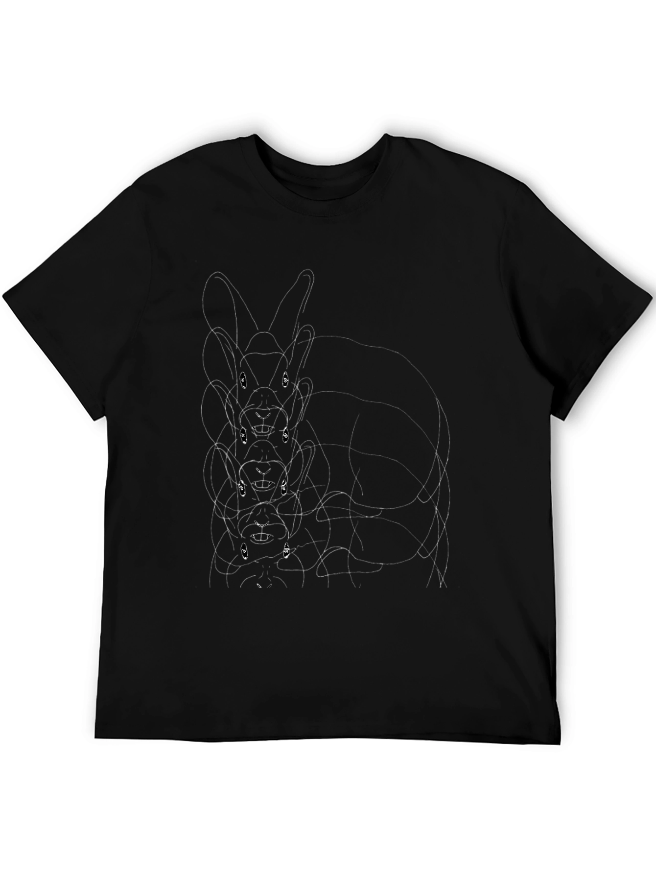 Rabbit Line Art Graphic Black Tee