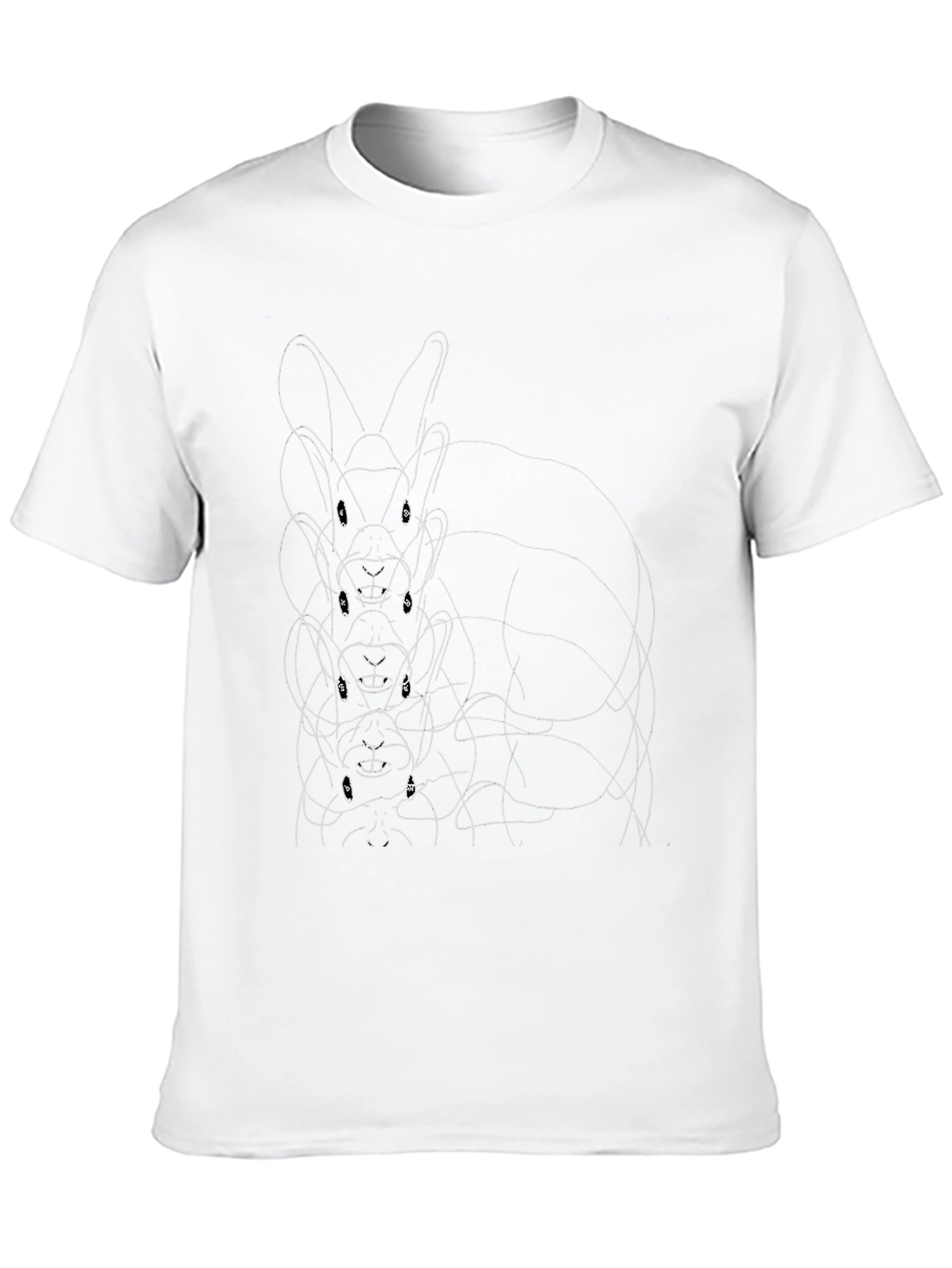 Rabbit Line Art Graphic Black Tee