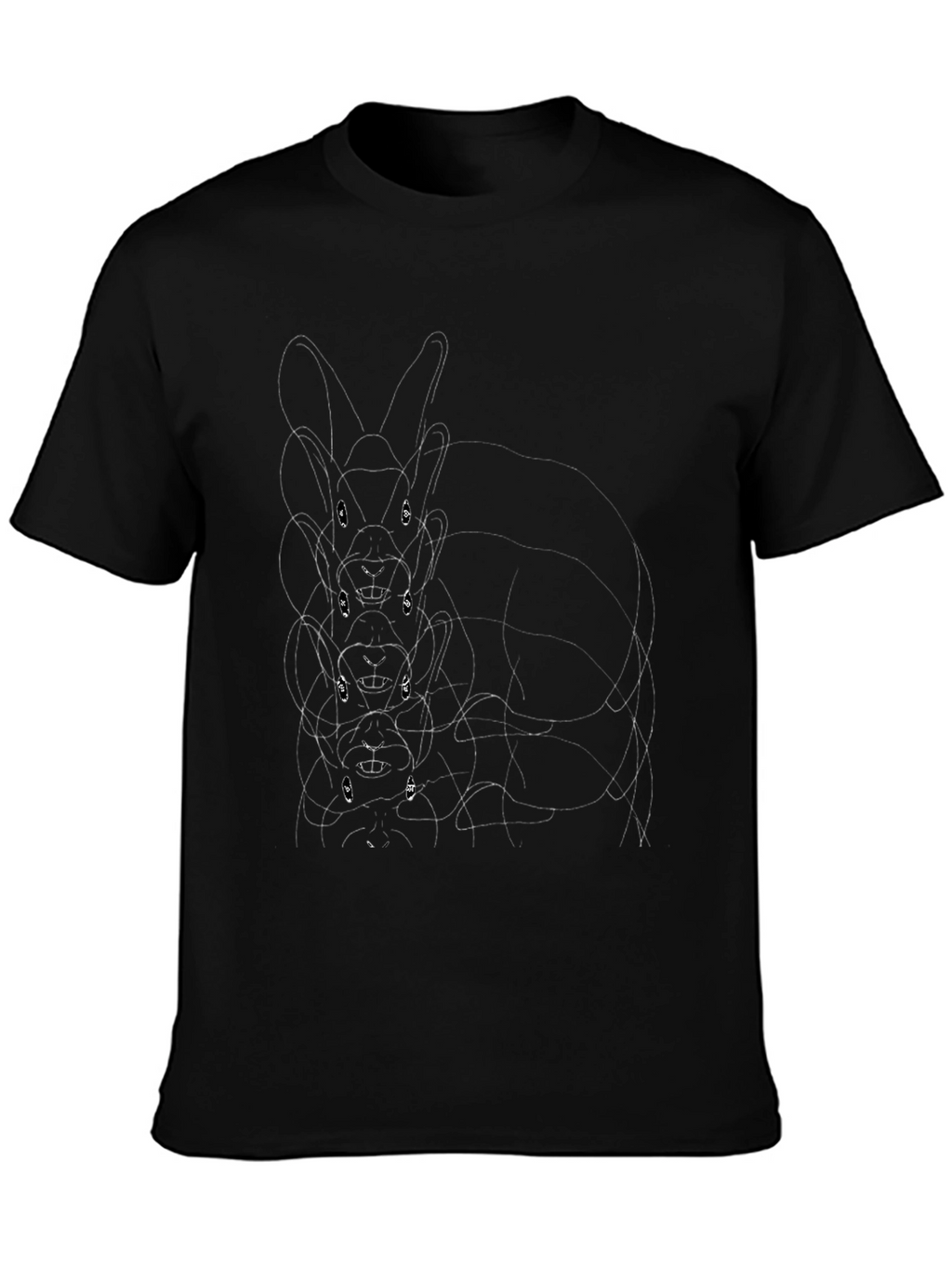 Rabbit Line Art Graphic Black Tee