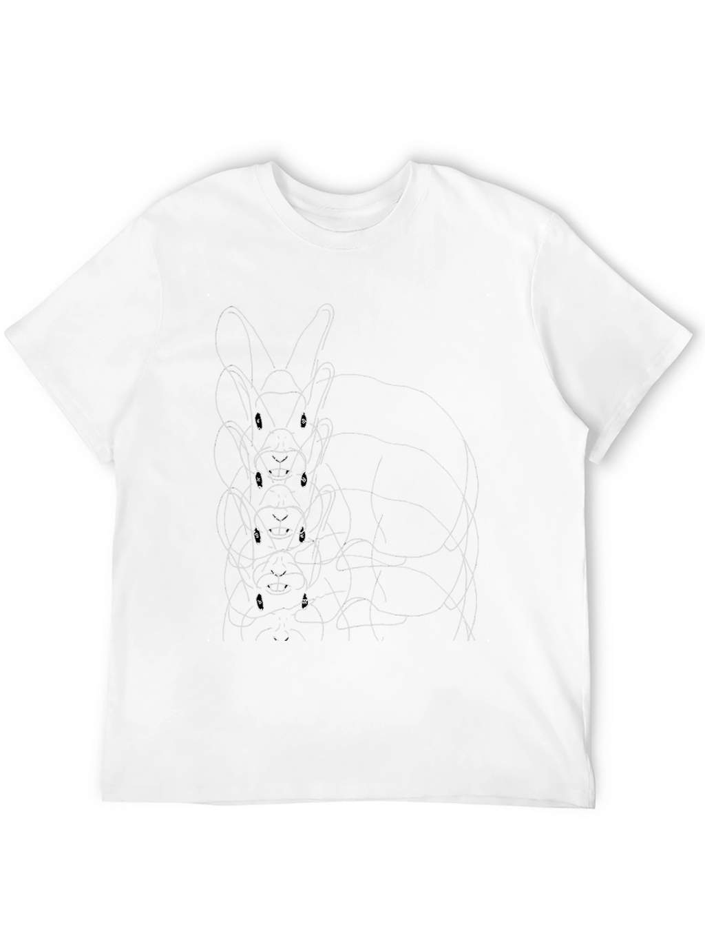 Rabbit Line Art Graphic Black Tee