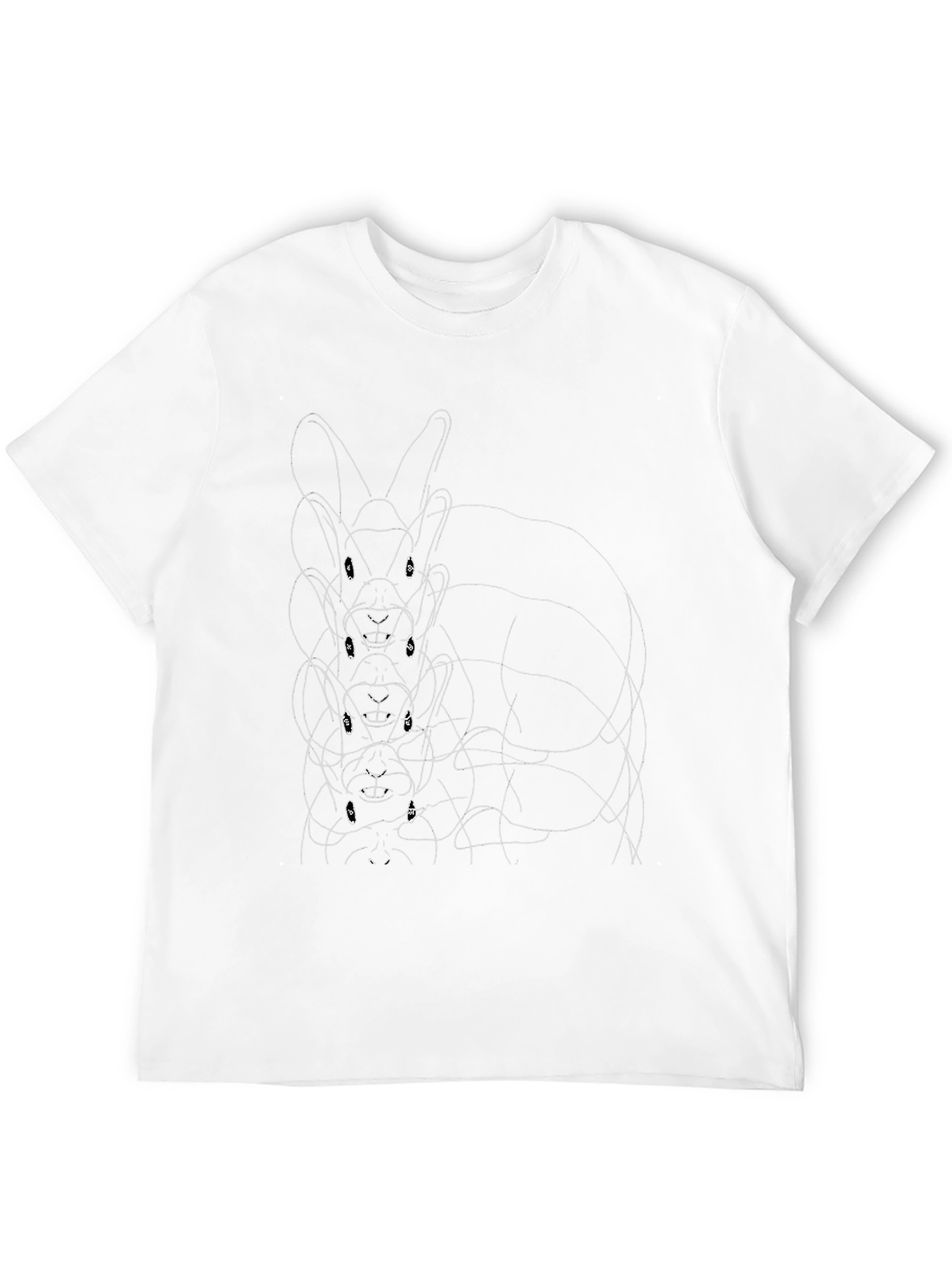 Rabbit Line Art Graphic Black Tee