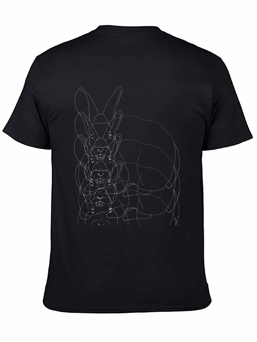 Rabbit Line Art Graphic Black Tee