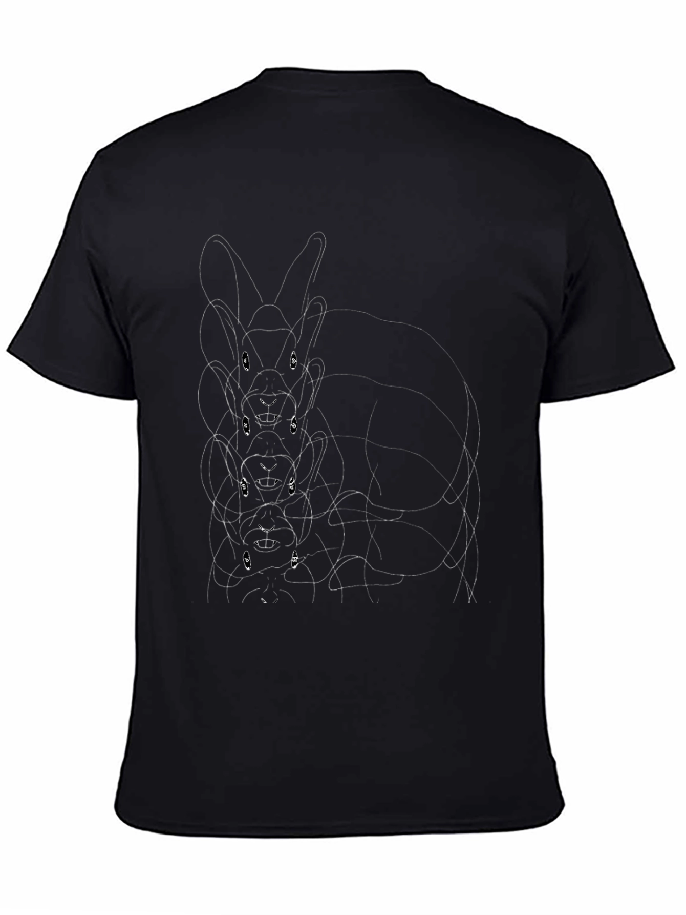Rabbit Line Art Graphic Black Tee