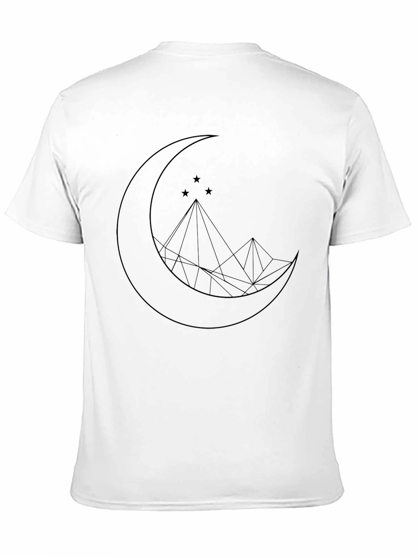 Geometric Moon & Mountain Graphic Tee - Black