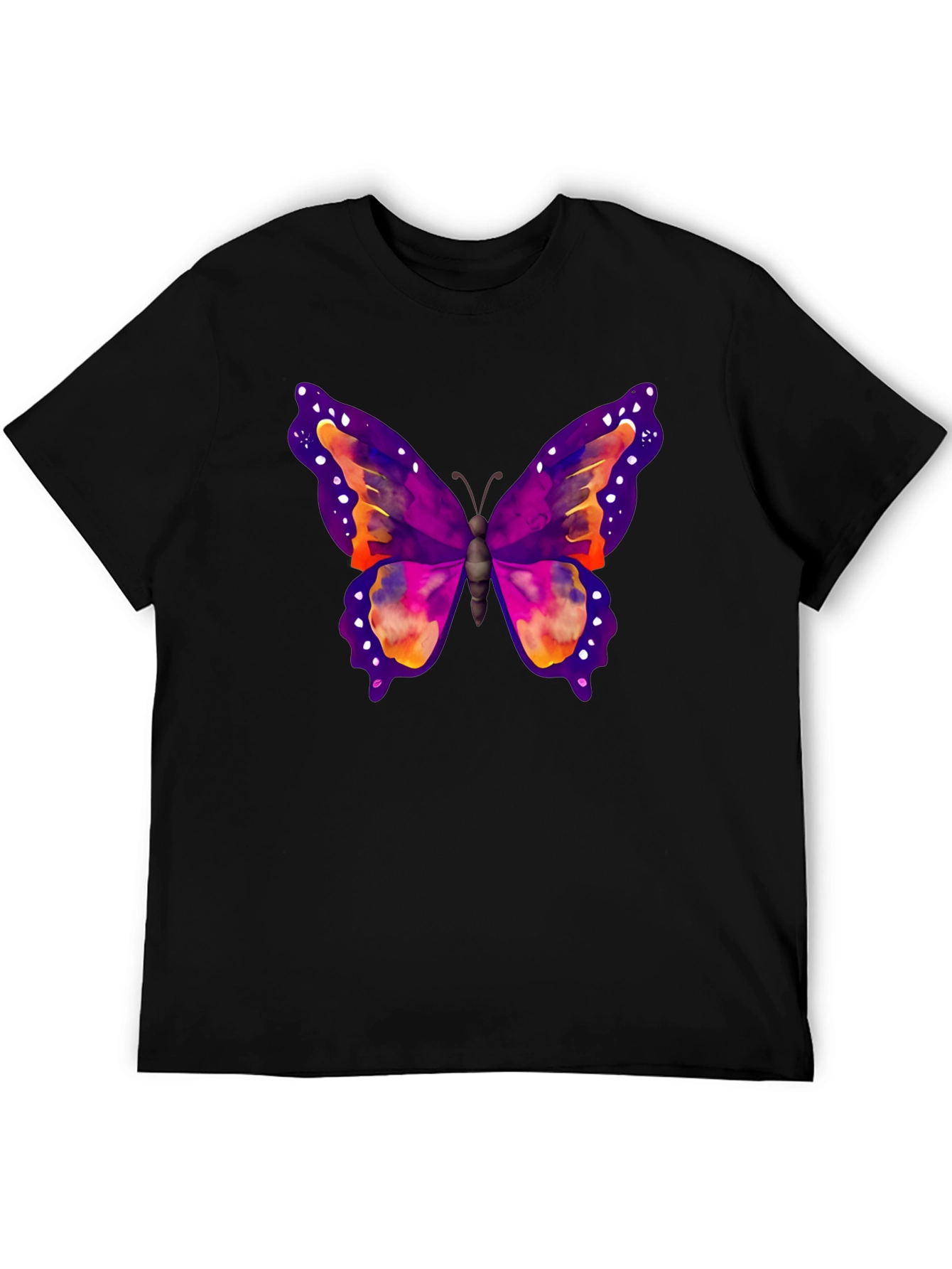 Butterfly Print Black T-Shirt