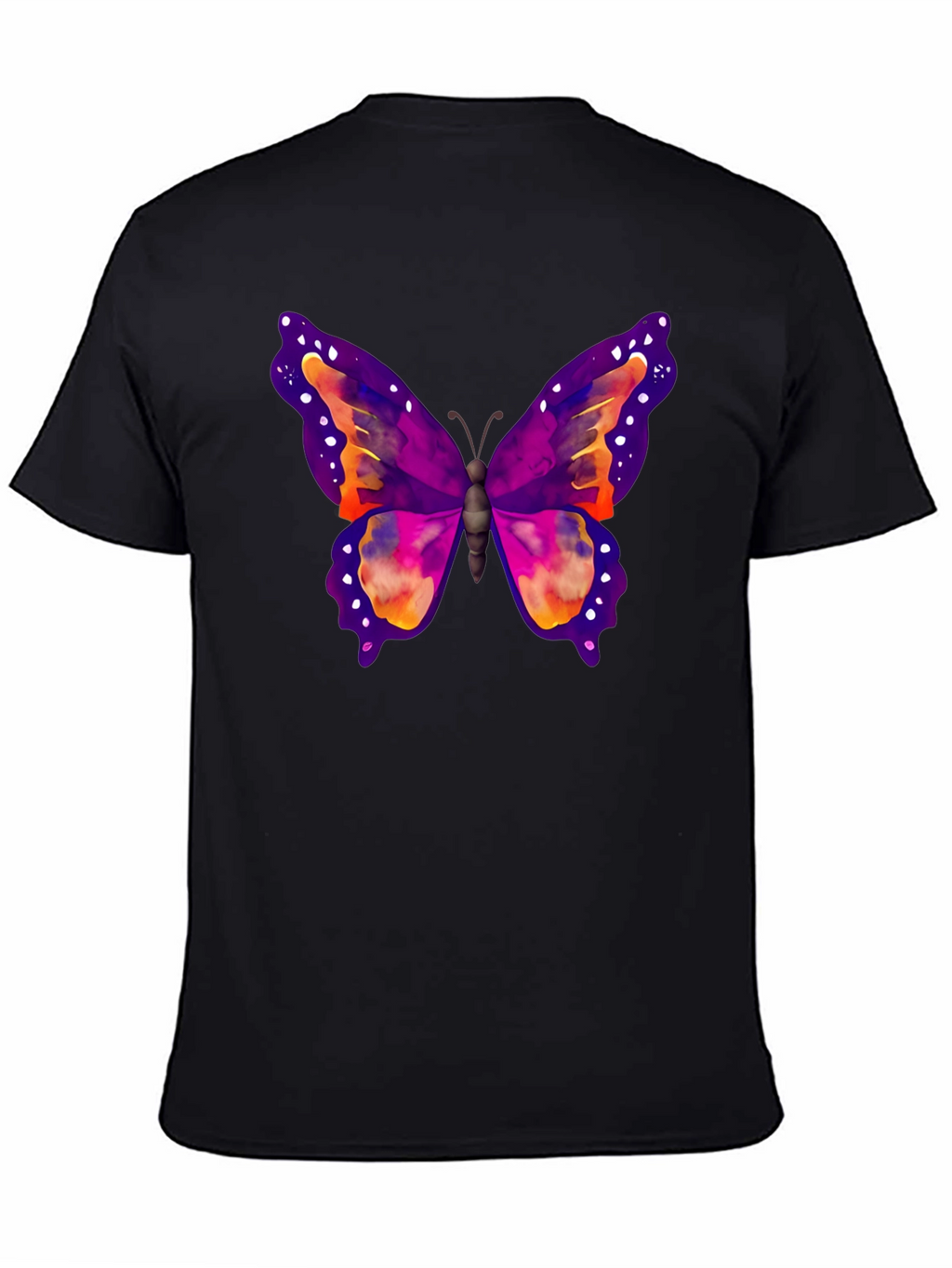 Butterfly Print Black T-Shirt