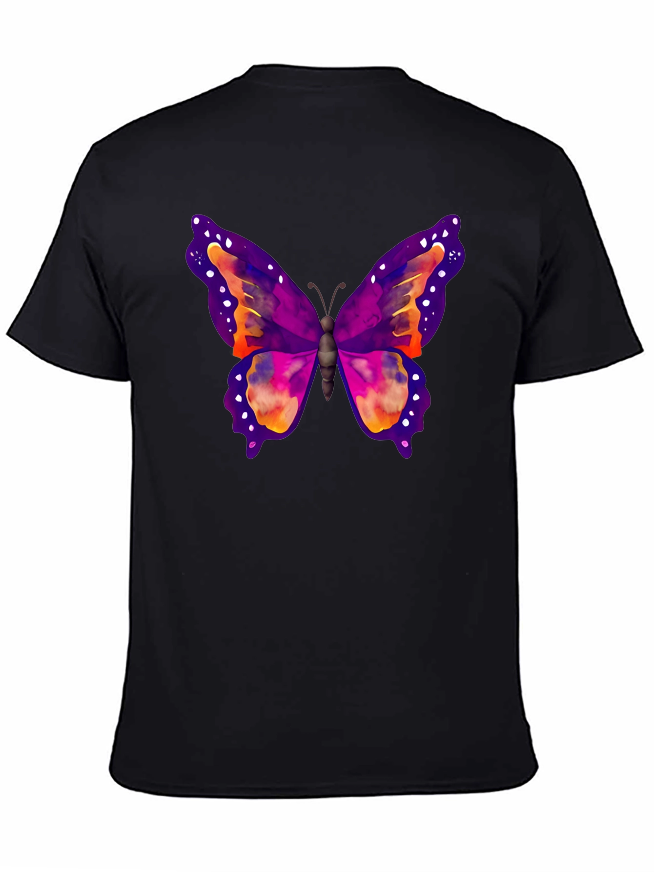 Butterfly Print Black T-Shirt