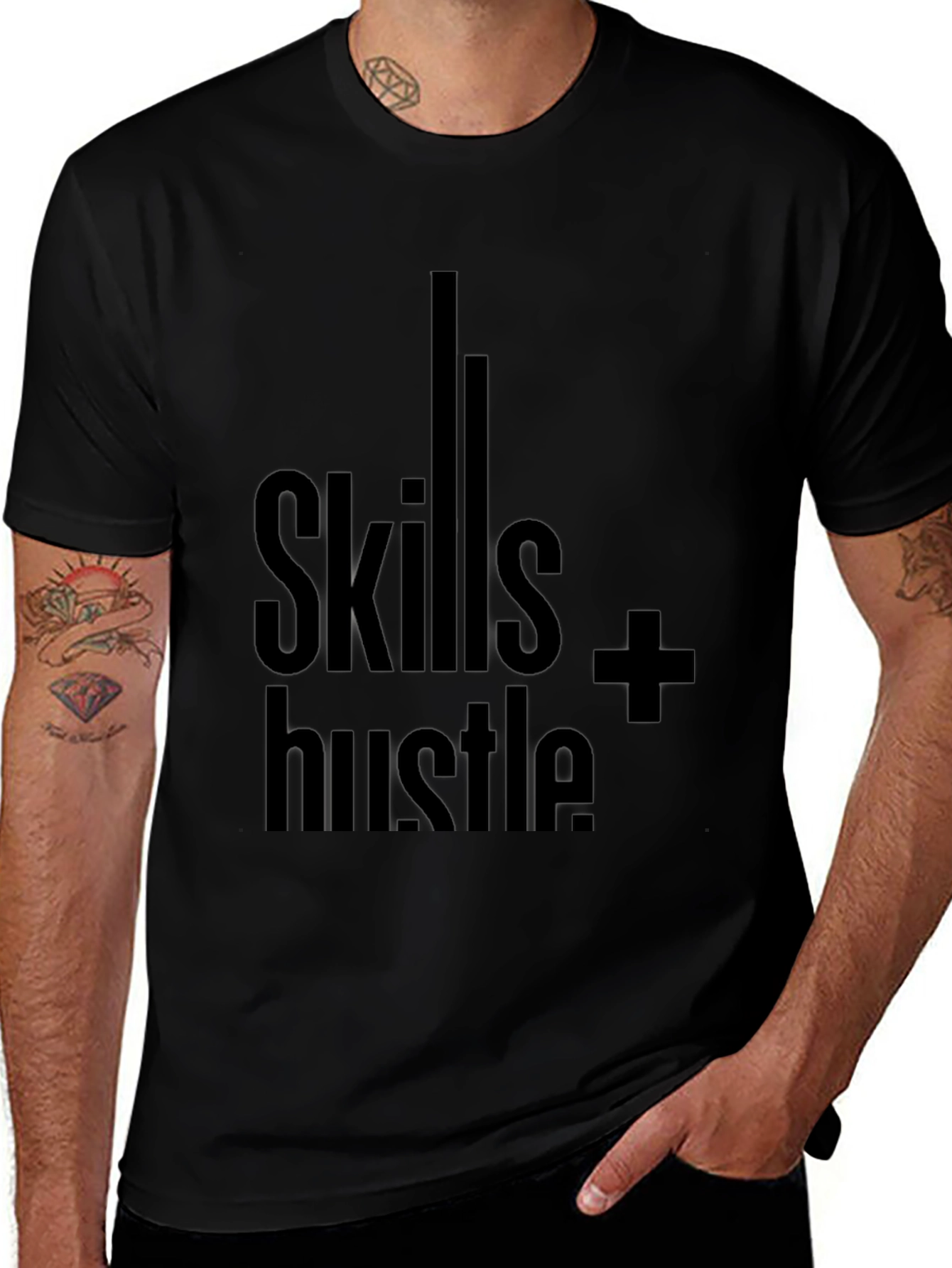Skills + Hustle Graphic Tee - Black Cotton