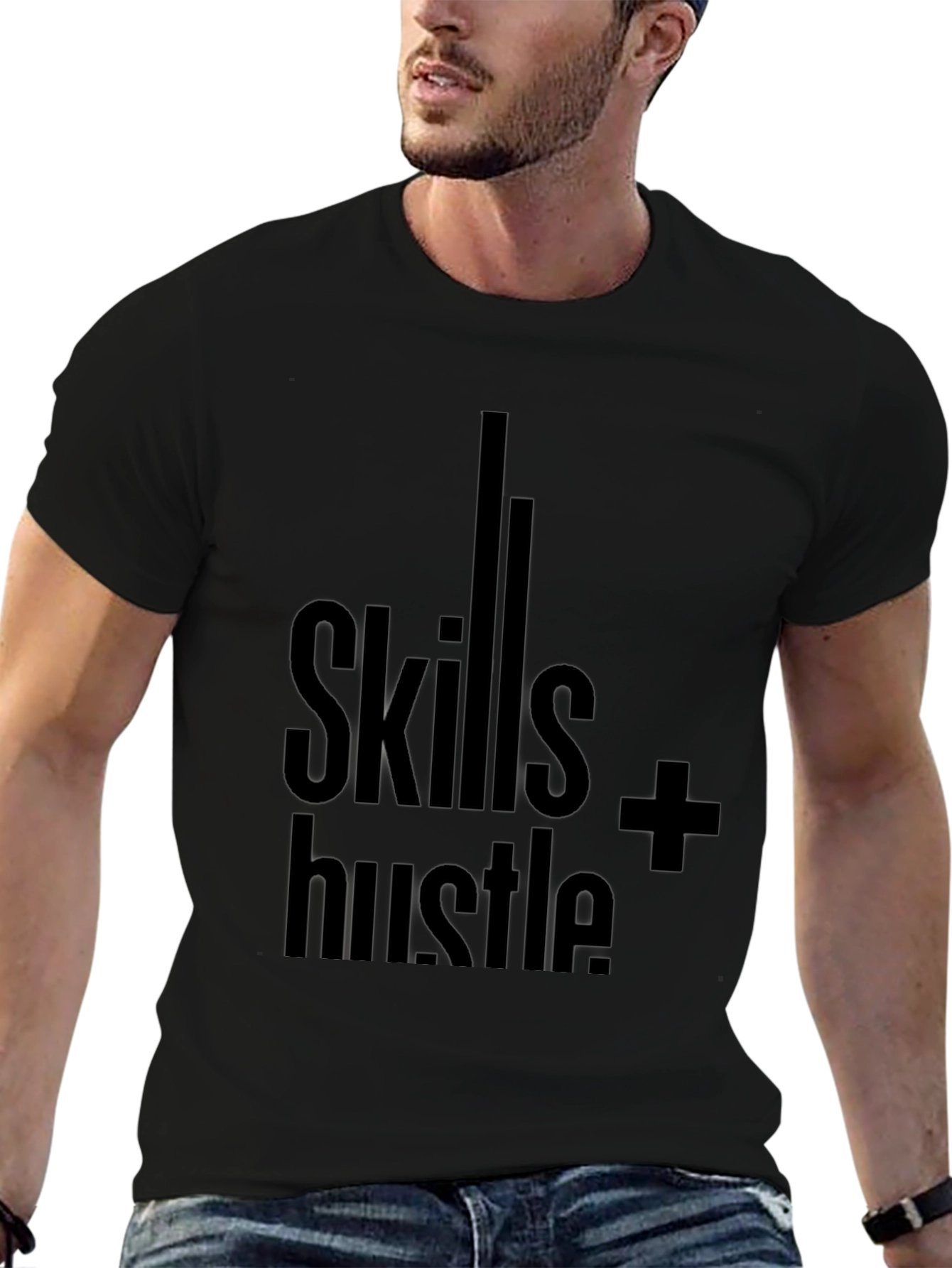 Skills + Hustle Graphic Tee - Black Cotton