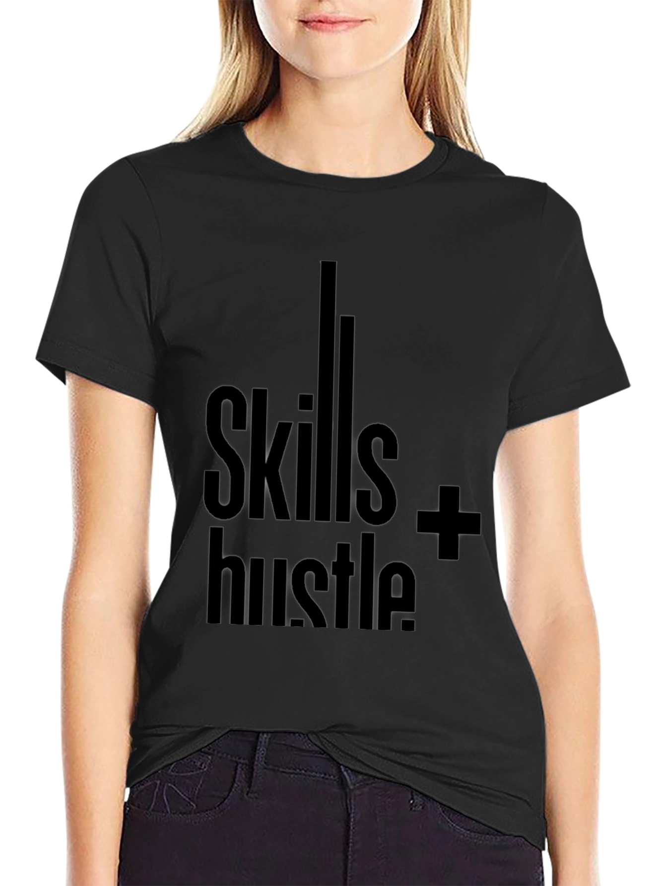 Skills + Hustle Graphic Tee - Black Cotton