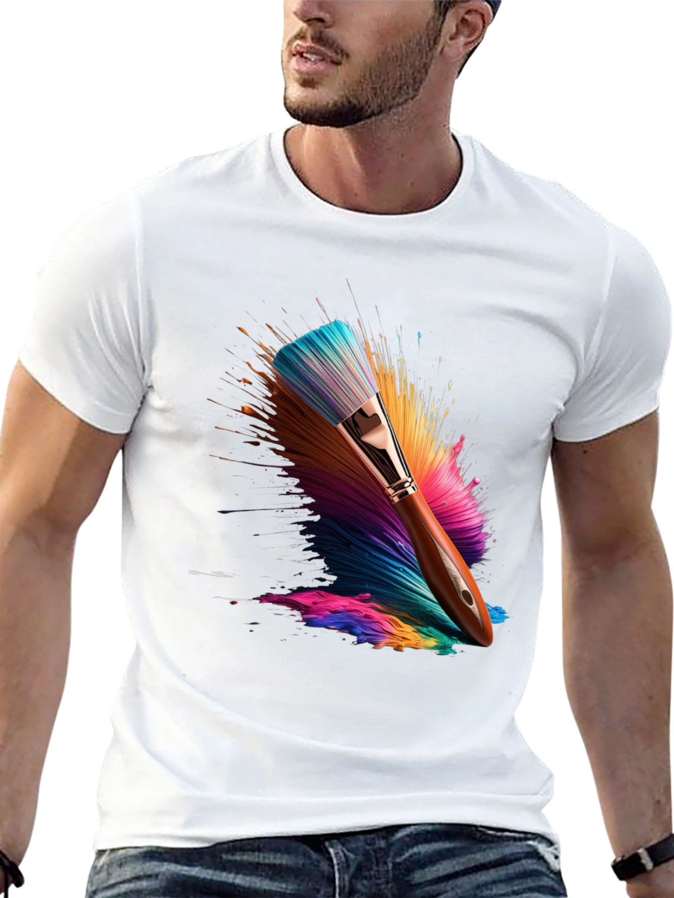 Colorful Paintbrush Graphic T-Shirt