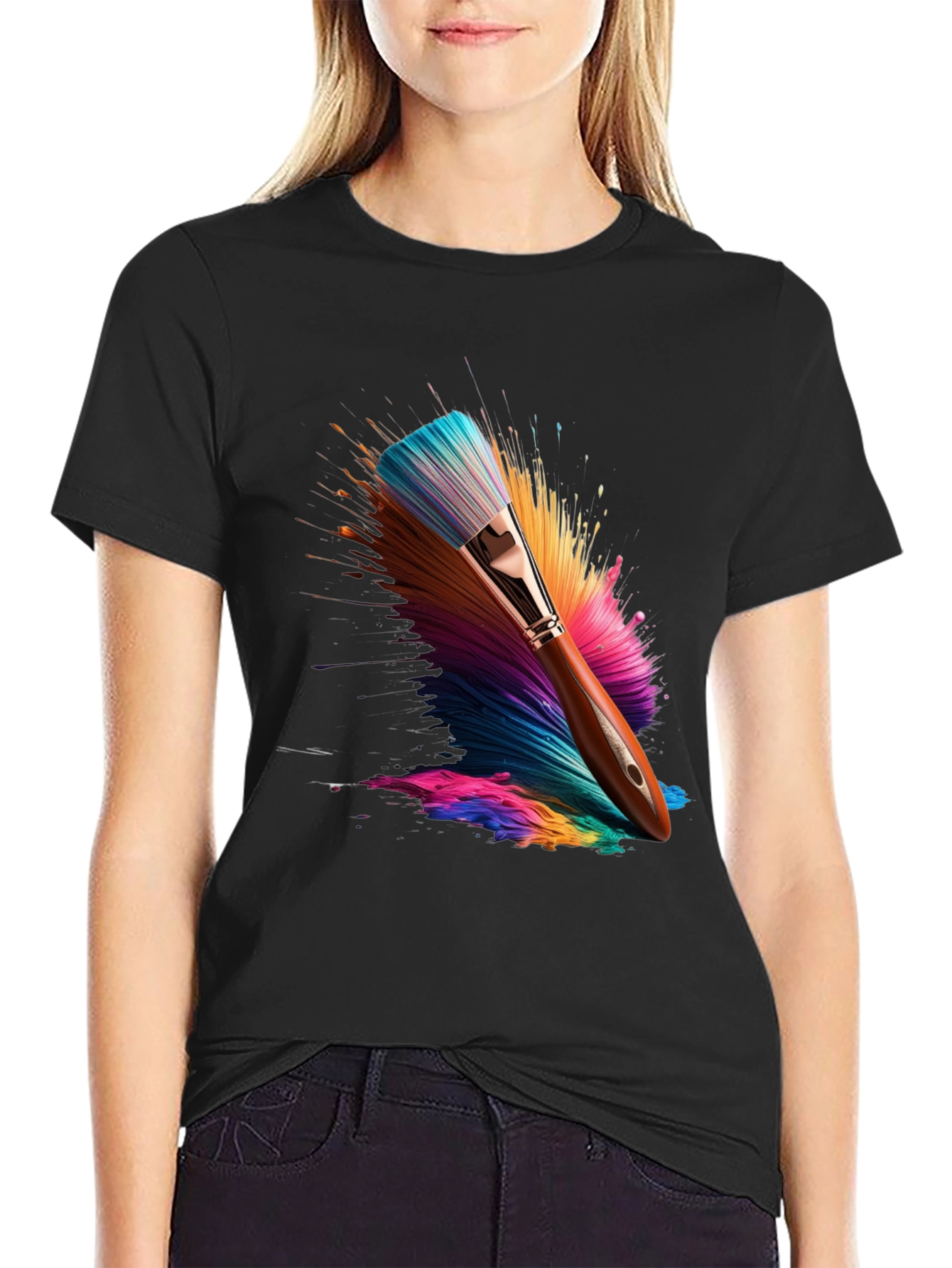 Colorful Paintbrush Graphic T-Shirt