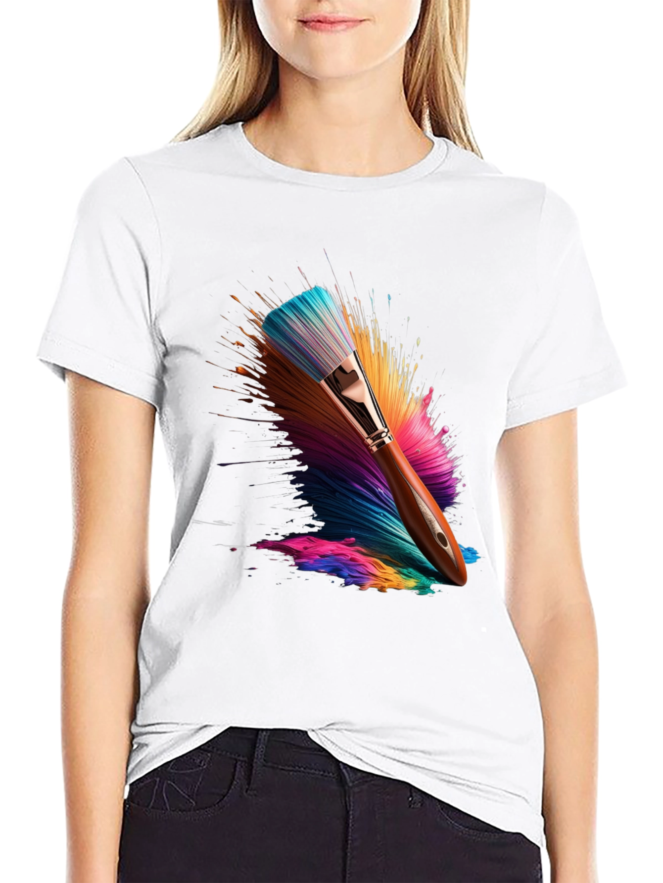 Colorful Paintbrush Graphic T-Shirt