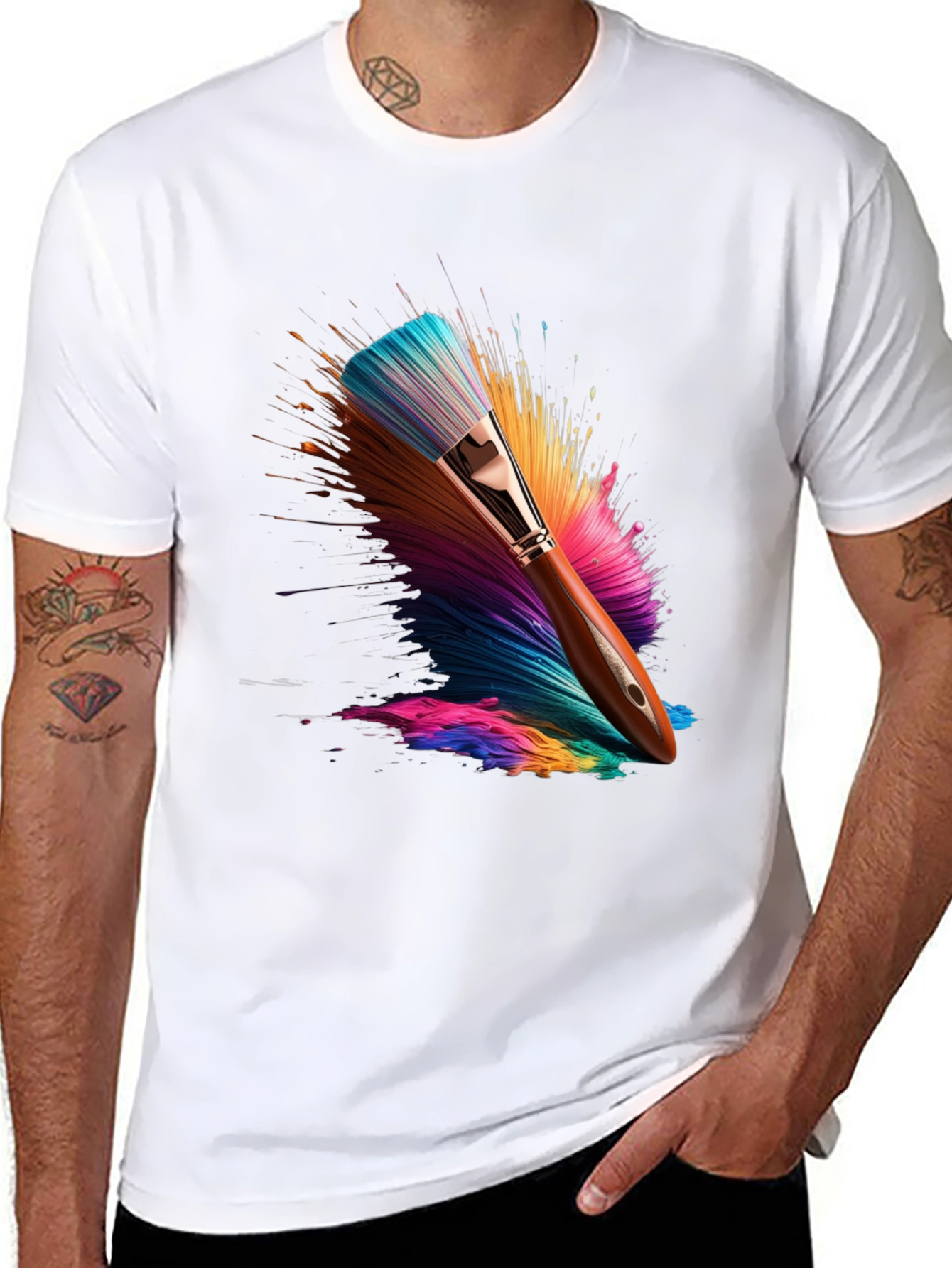 Colorful Paintbrush Graphic T-Shirt