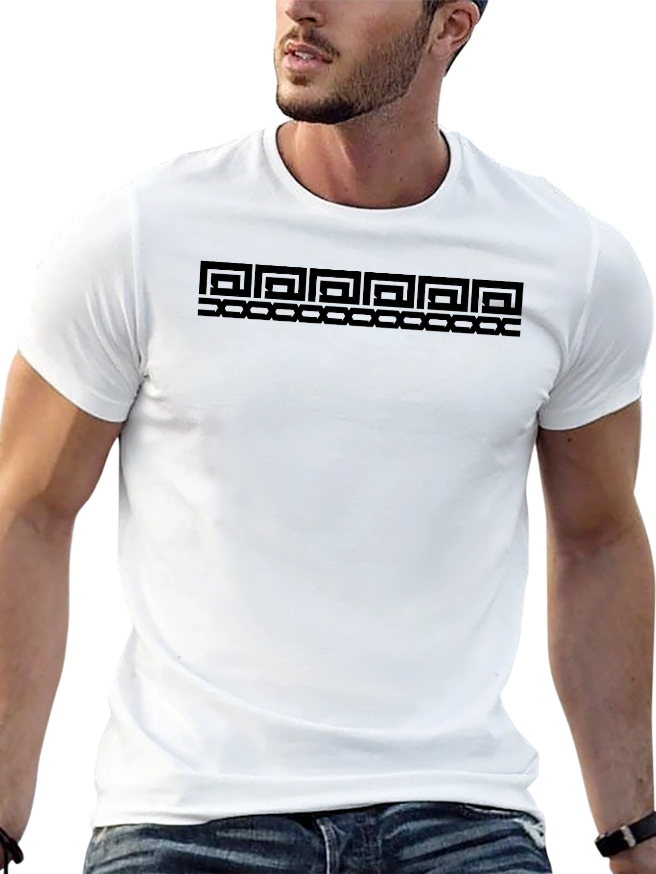 Geometric Pattern Black T-Shirt