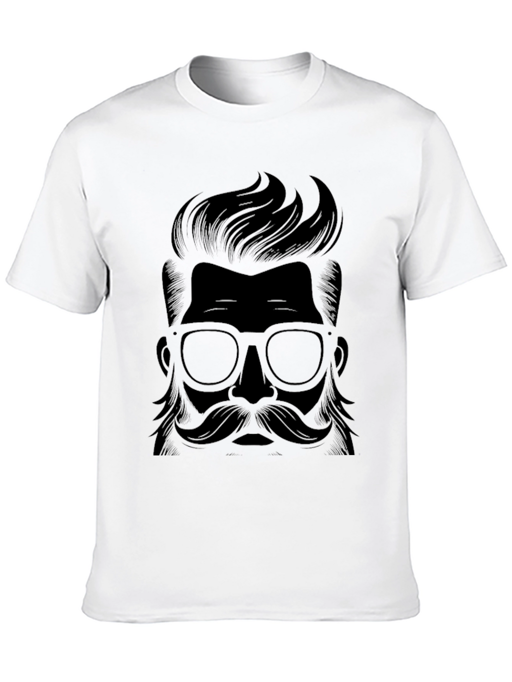Stylish Black T-Shirt with Hipster Graphic