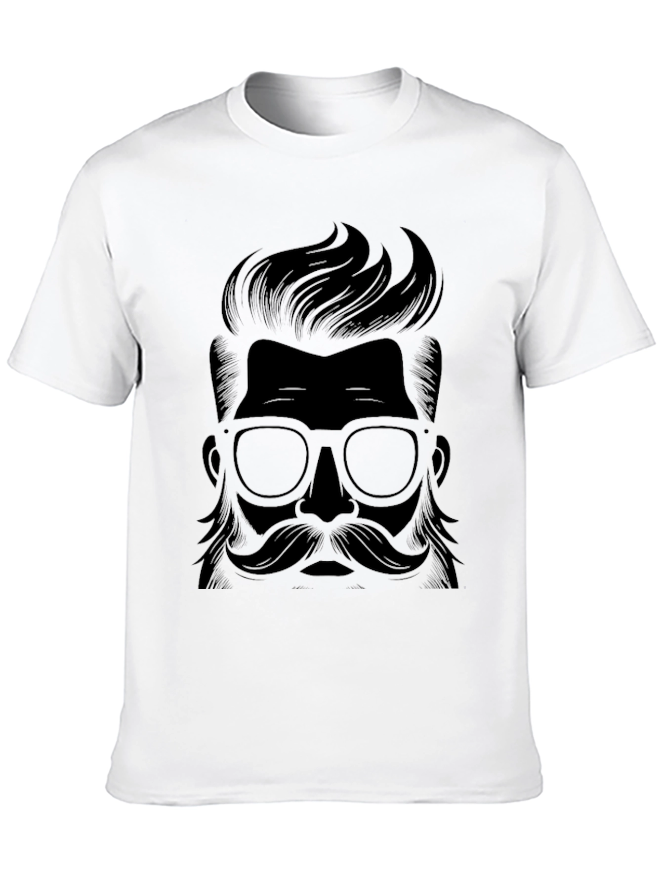 Stylish Black T-Shirt with Hipster Graphic