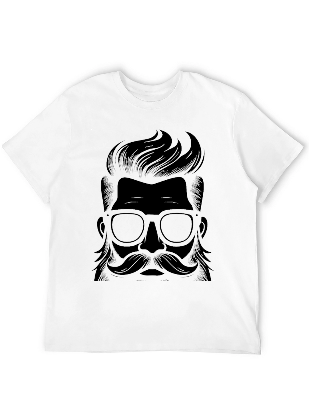 Stylish Black T-Shirt with Hipster Graphic