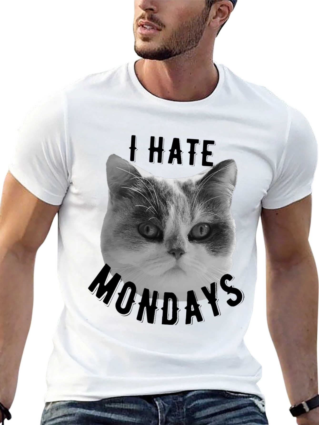 I Hate Mondays Cat Graphic Tee - Black