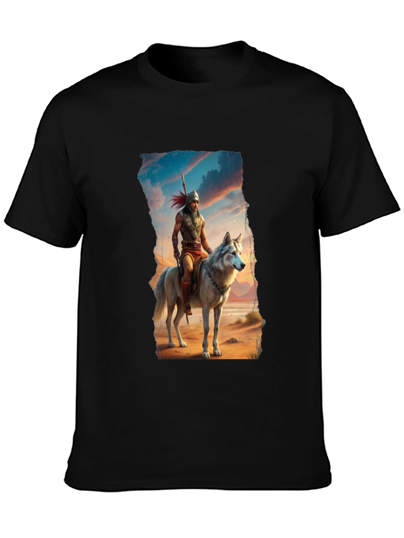 Warrior Wolf Rider Graphic Tee - Cool T-Shirt