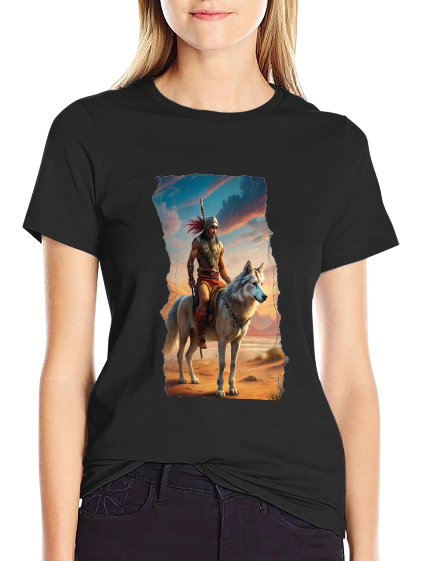 Warrior Wolf Rider Graphic Tee - Cool T-Shirt