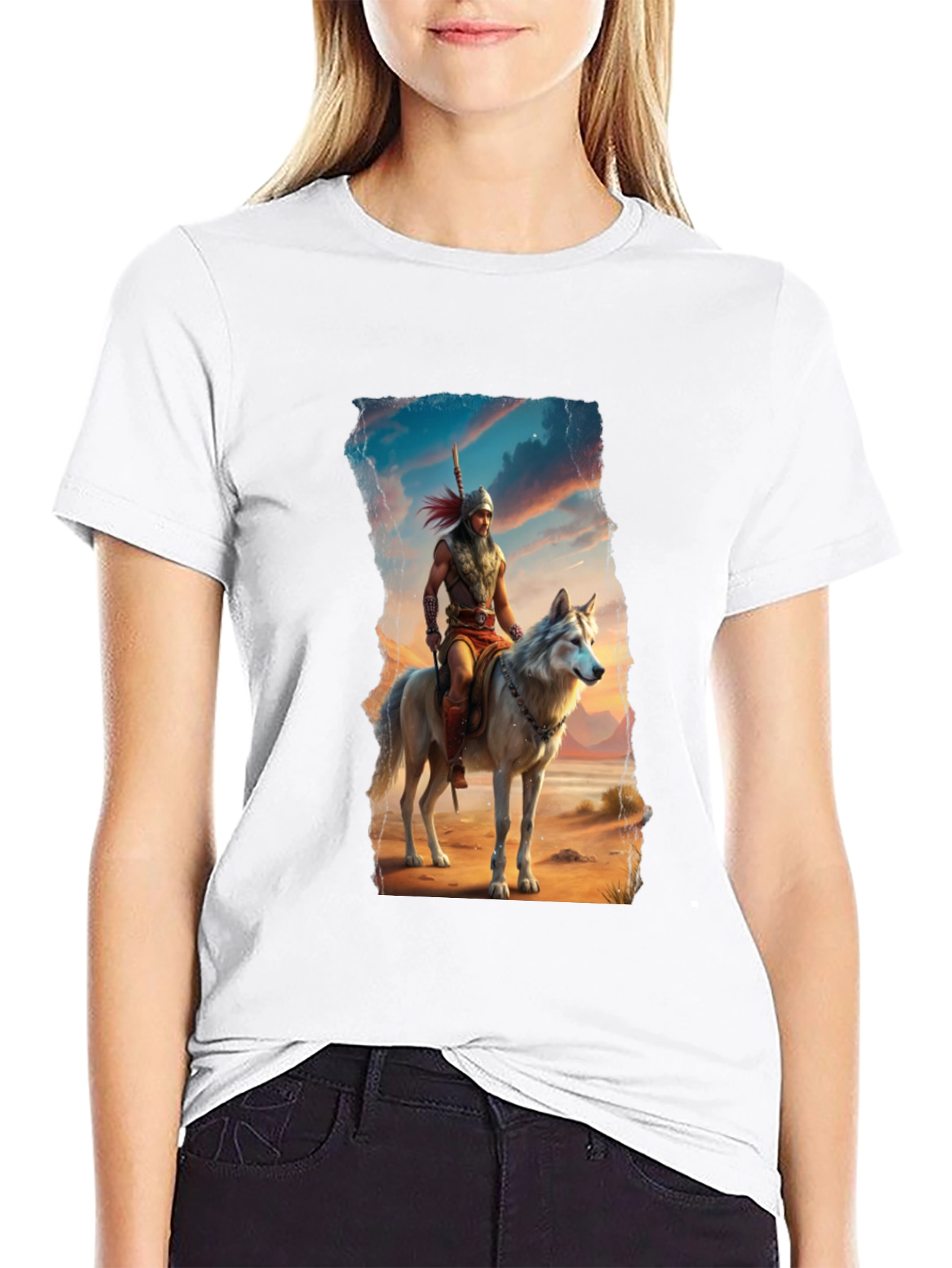 Warrior Wolf Rider Graphic Tee - Cool T-Shirt
