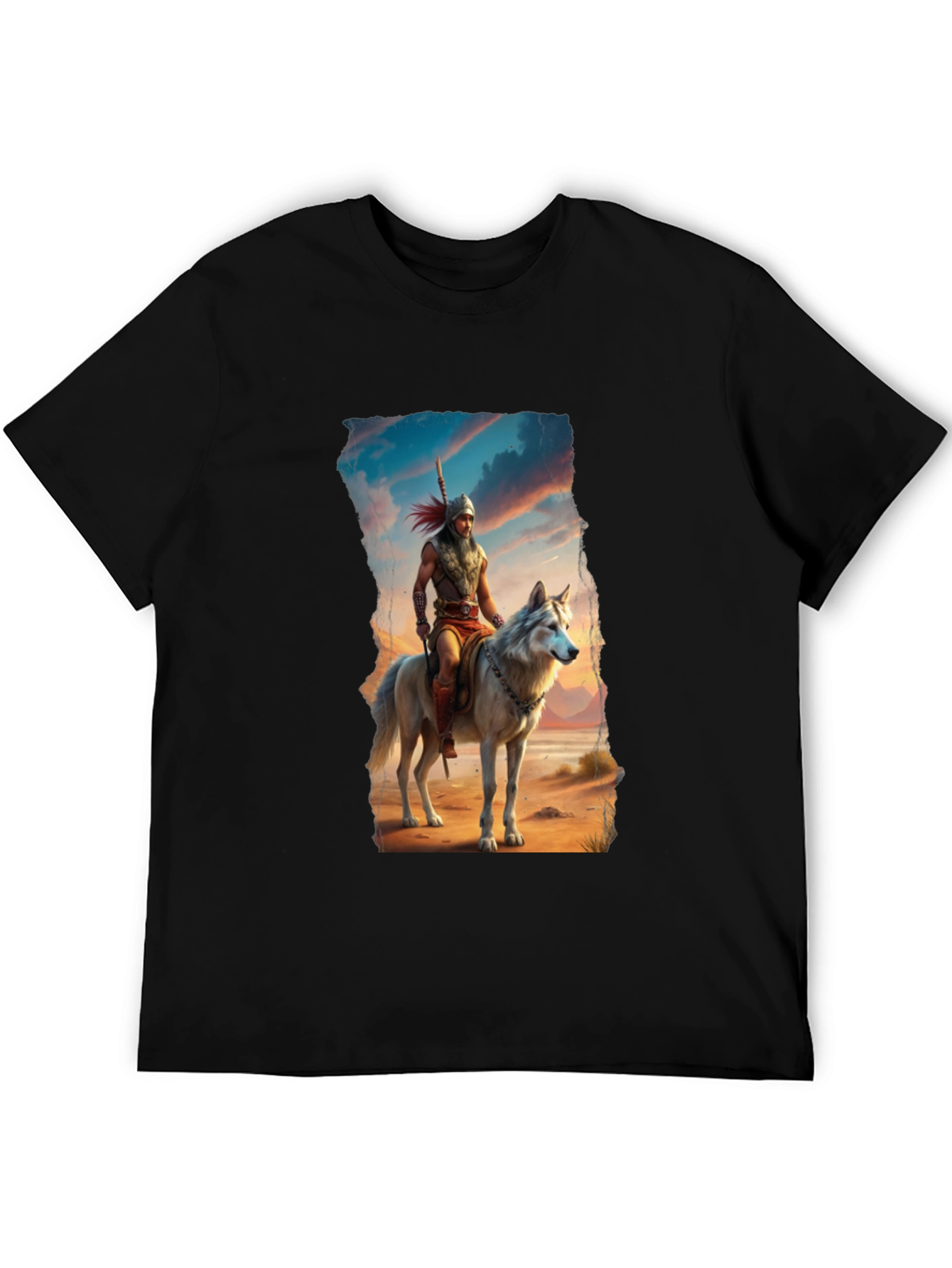 Warrior Wolf Rider Graphic Tee - Cool T-Shirt