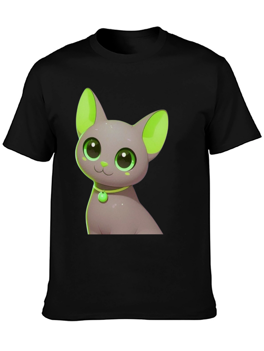 Cute Cat Graphic Tee - Black T-Shirt