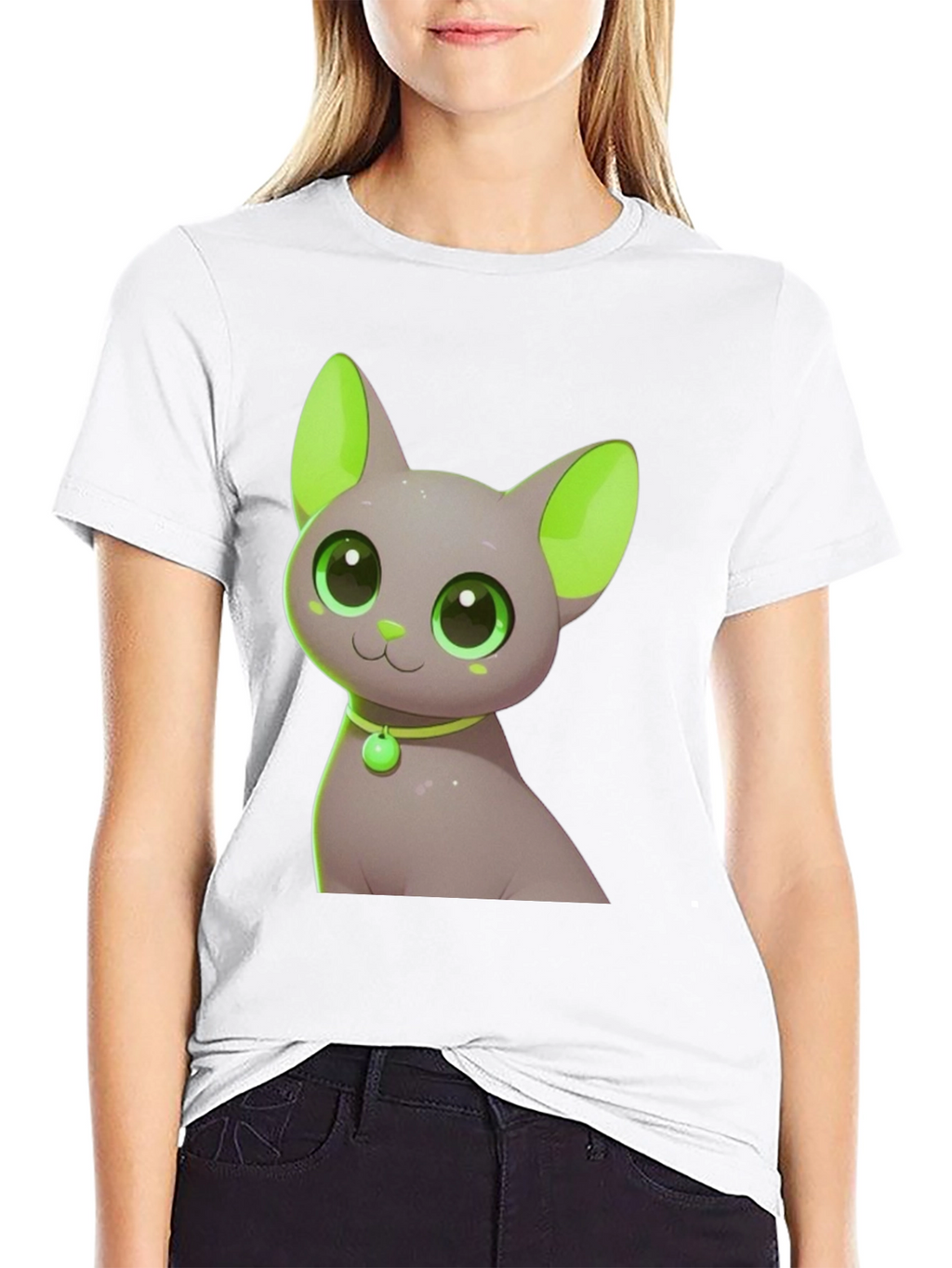 Cute Cat Graphic Tee - Black T-Shirt