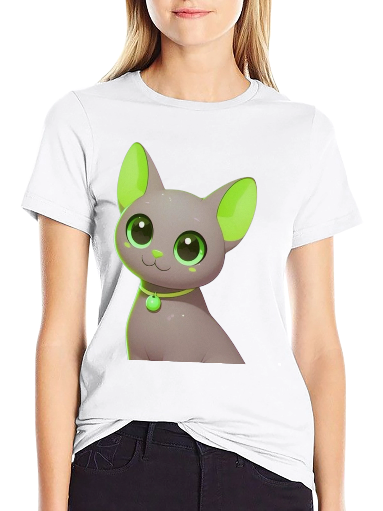 Cute Cat Graphic Tee - Black T-Shirt