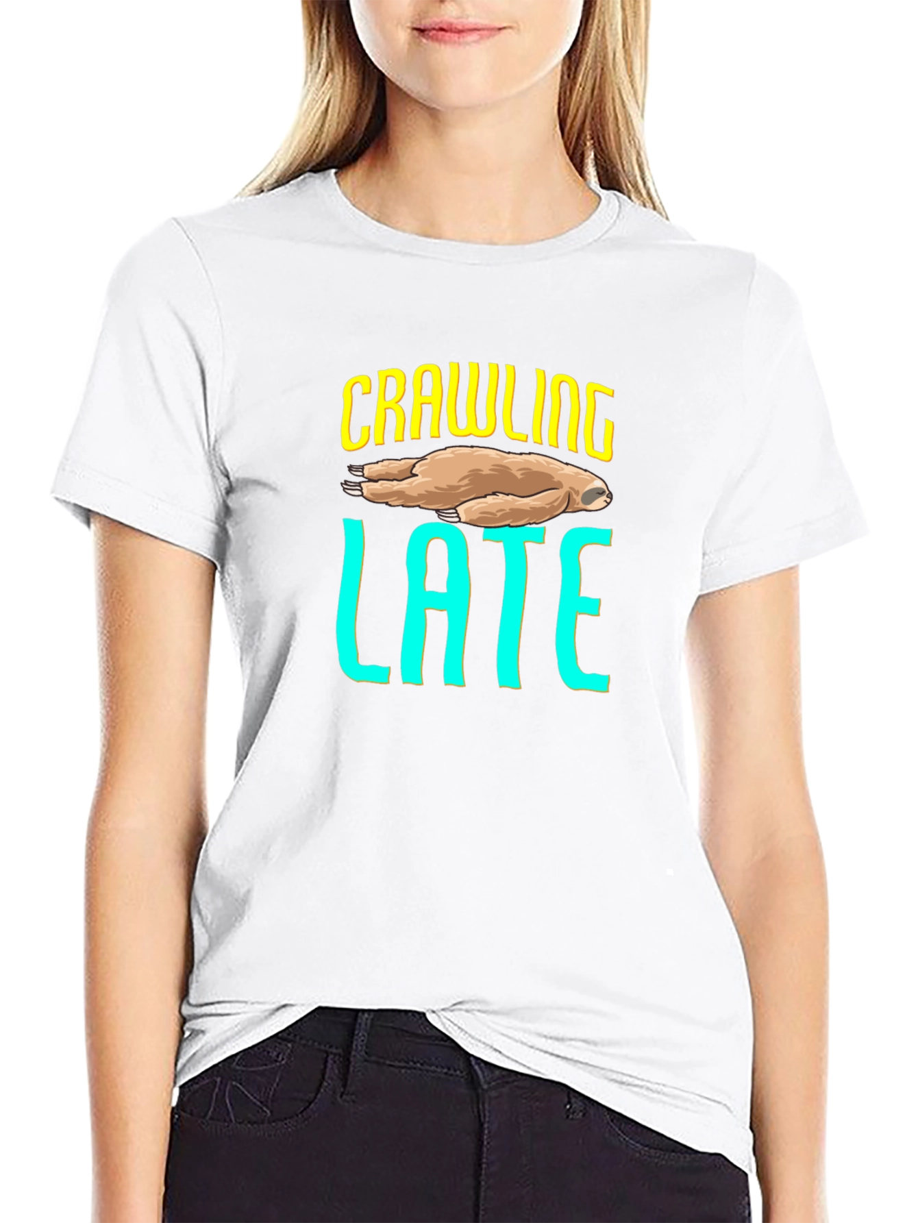 Crawling Late Sloth Graphic T-Shirt