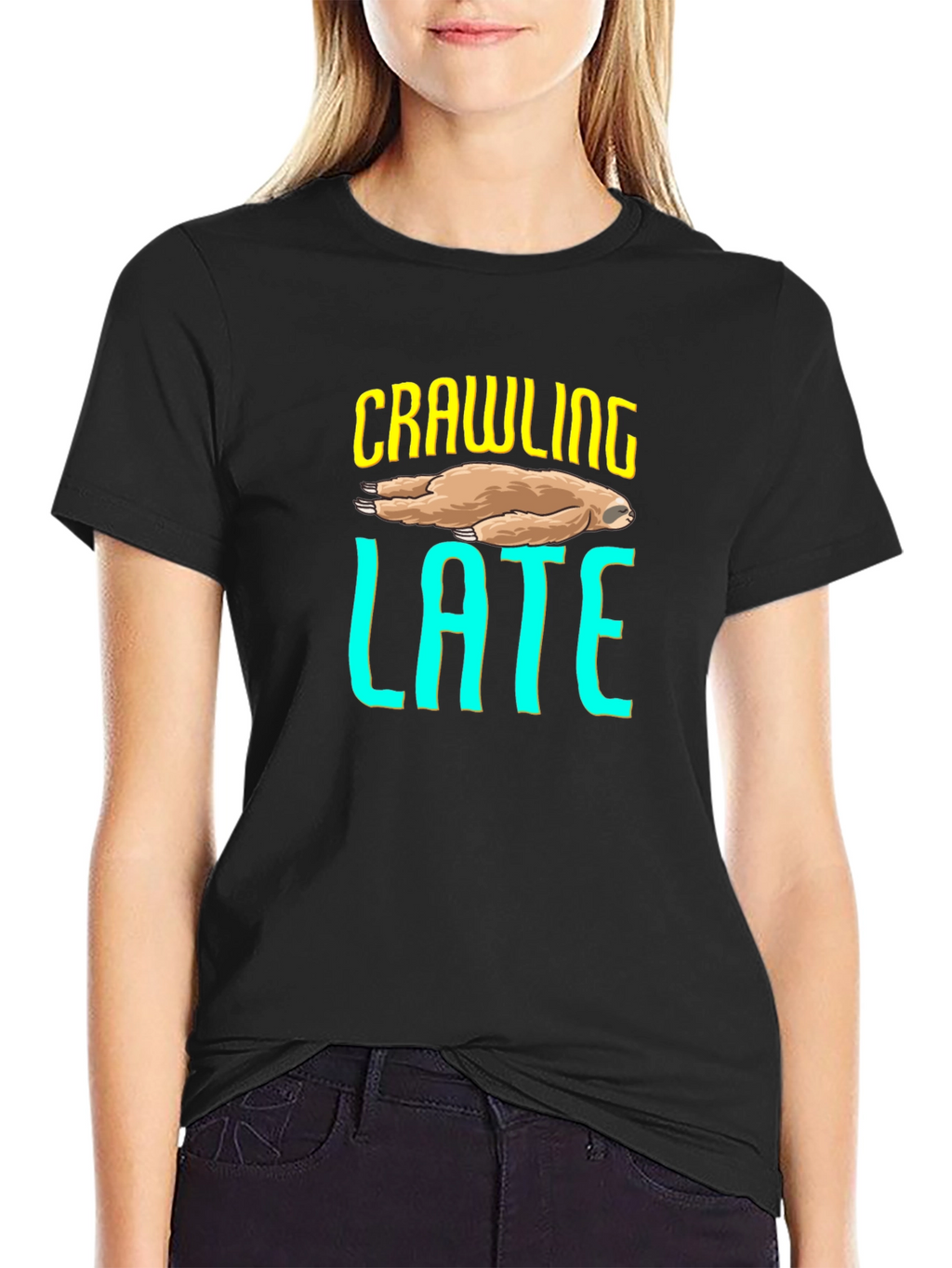 Crawling Late Sloth Graphic T-Shirt