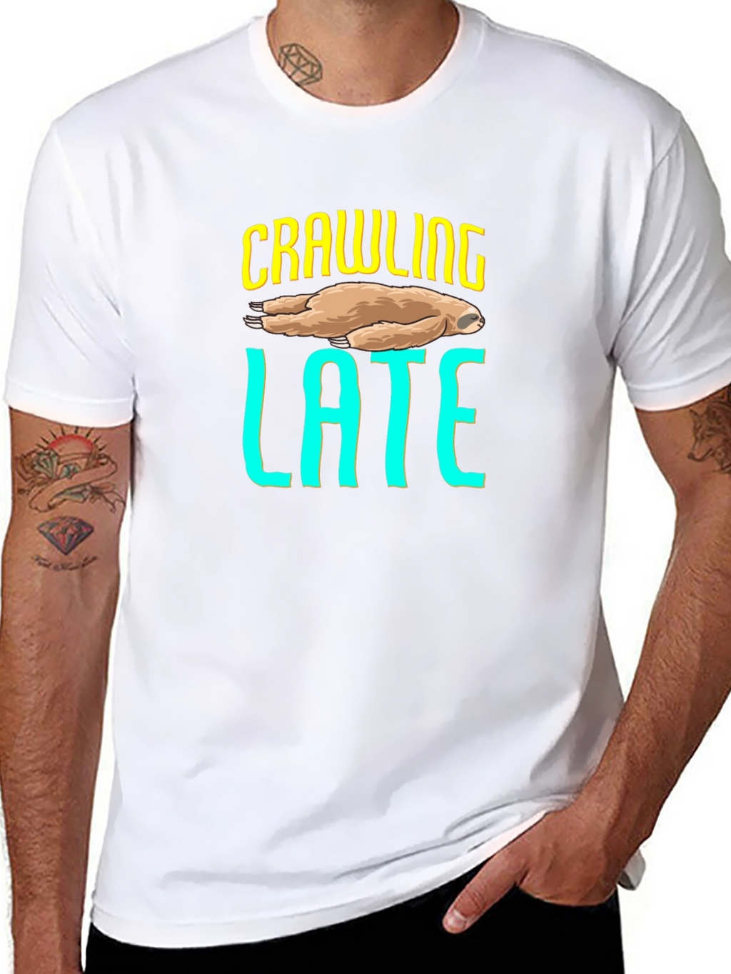 Crawling Late Sloth Graphic T-Shirt
