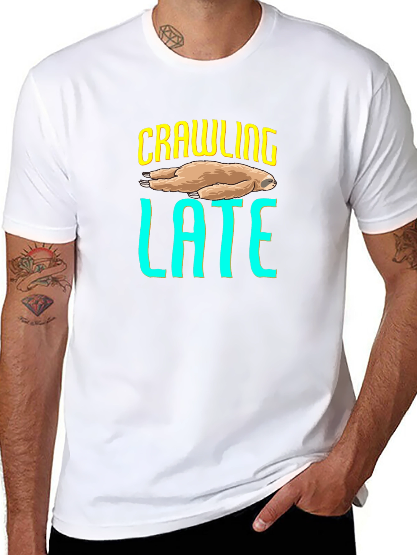 Crawling Late Sloth Graphic T-Shirt