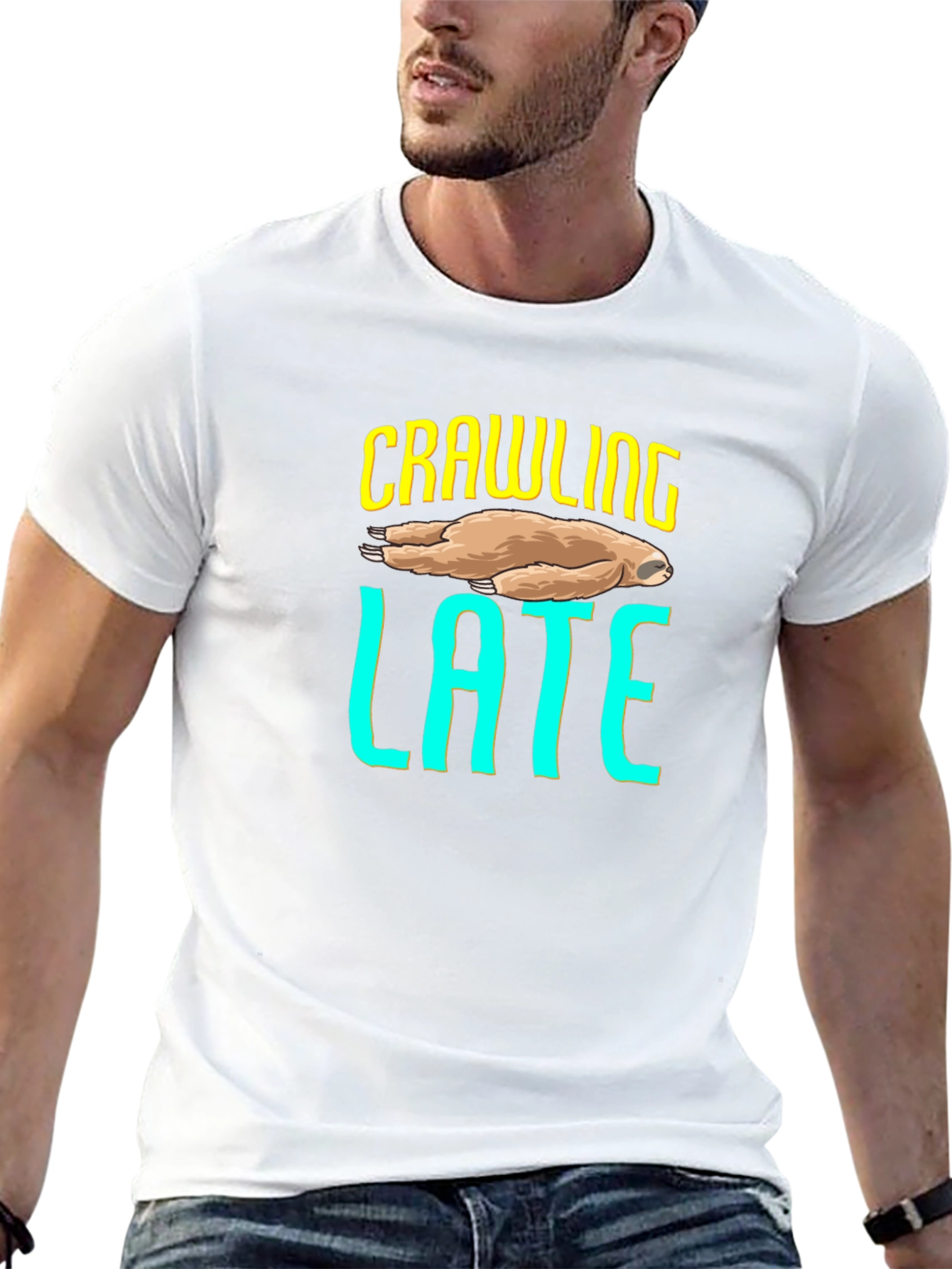 Crawling Late Sloth Graphic T-Shirt